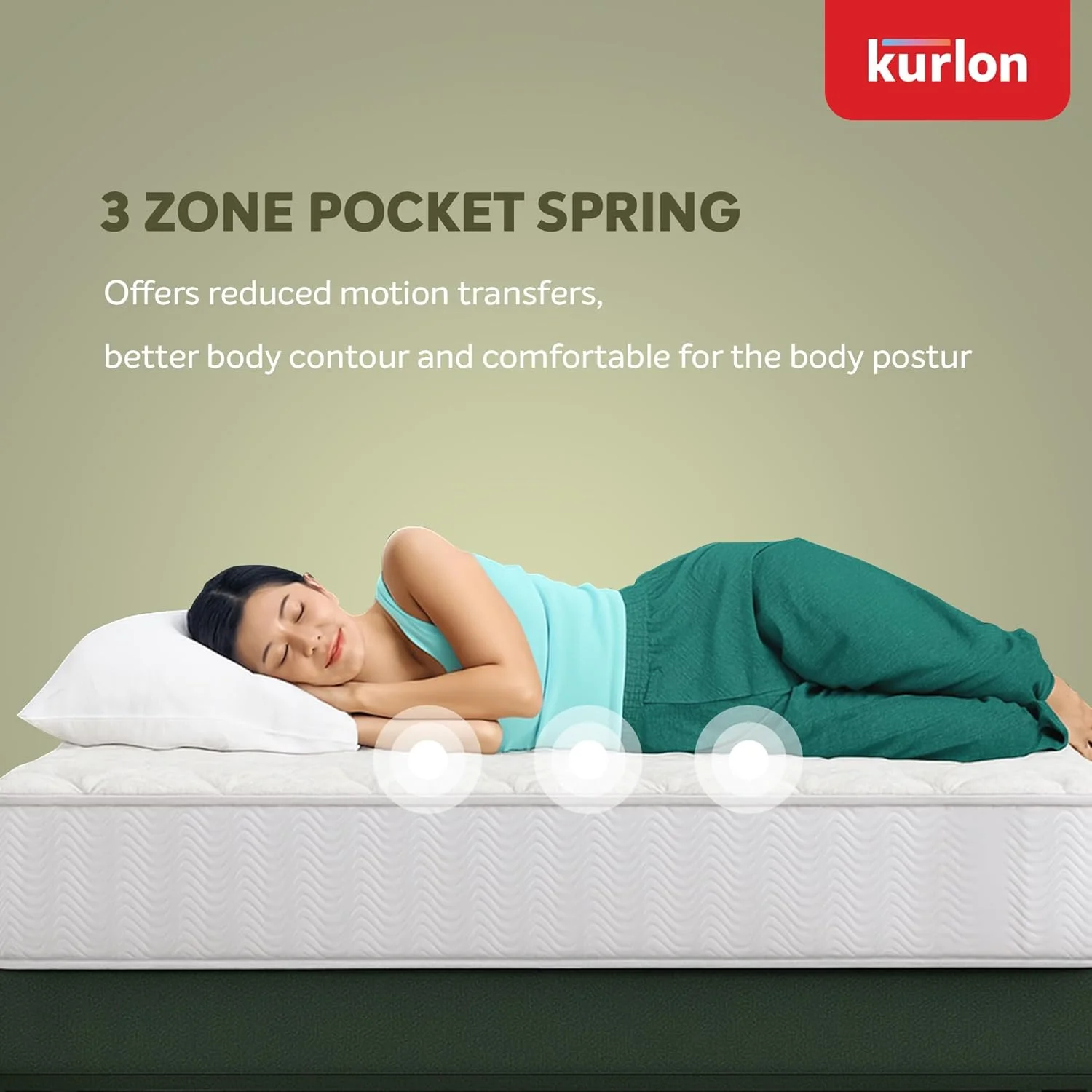 تشک فنری Kurlon Earth | فنر پاکتی 3 منطقه ای | پشتیبانی متوسط ​​سفت | لاتکس طبیعی | ایده آل برای هم ترازی ستون فقرات | سایز کینگ | 200Lx180Wx25H سانتی متر