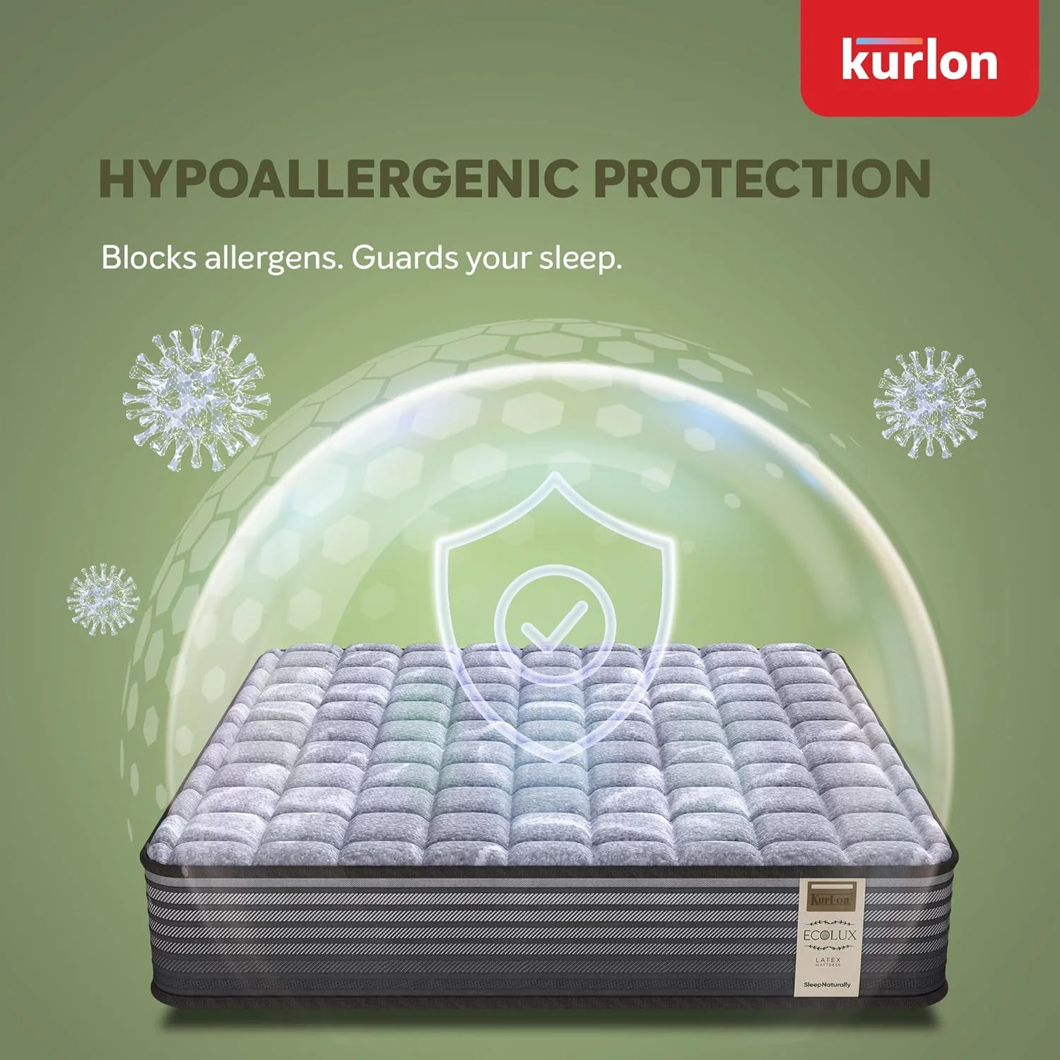 تشک کرلن اکولاکس | لاتکس طبیعی 3 منطقه ای | پشتیبانی متوسط تا سفت | الیاف نارگیل لاستیکی شده | پشتیبانی محکم برای کمر | سایز کوئین | 200Lx150Wx25H سانتی متر