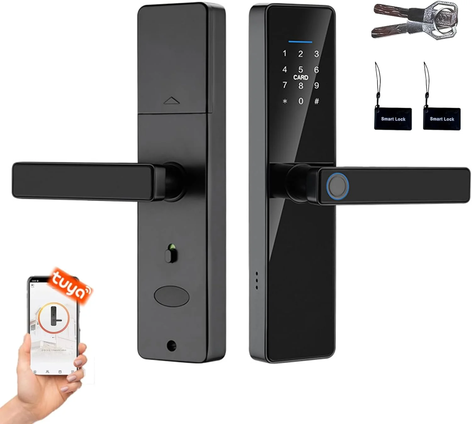 قفل هوشمند VUCATIN، قفل درب بلوتوثی بدون کلید، قفل درب اثر انگشتی، قفل درب دیجیتال الکترونیکی وای فای با صفحه کلید، برنامه رایگان، قفل خودکار، رمز عبور، کارت IC برای آپارتمان اداری منزل