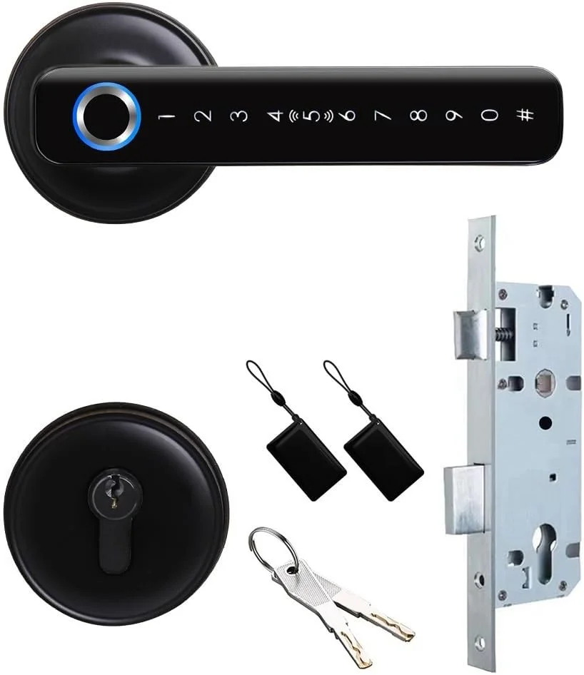 قفل درب بلوتوثی YoumiAi Tuya، قفل درب اثر انگشتی، قفل درب صفحه کلید دار، دستگیره درب هوشمند، قفل درب دیجیتال الکترونیکی بدون کلید، قفل درب بیومتریک اتاق خواب (زبانه 4585-240)