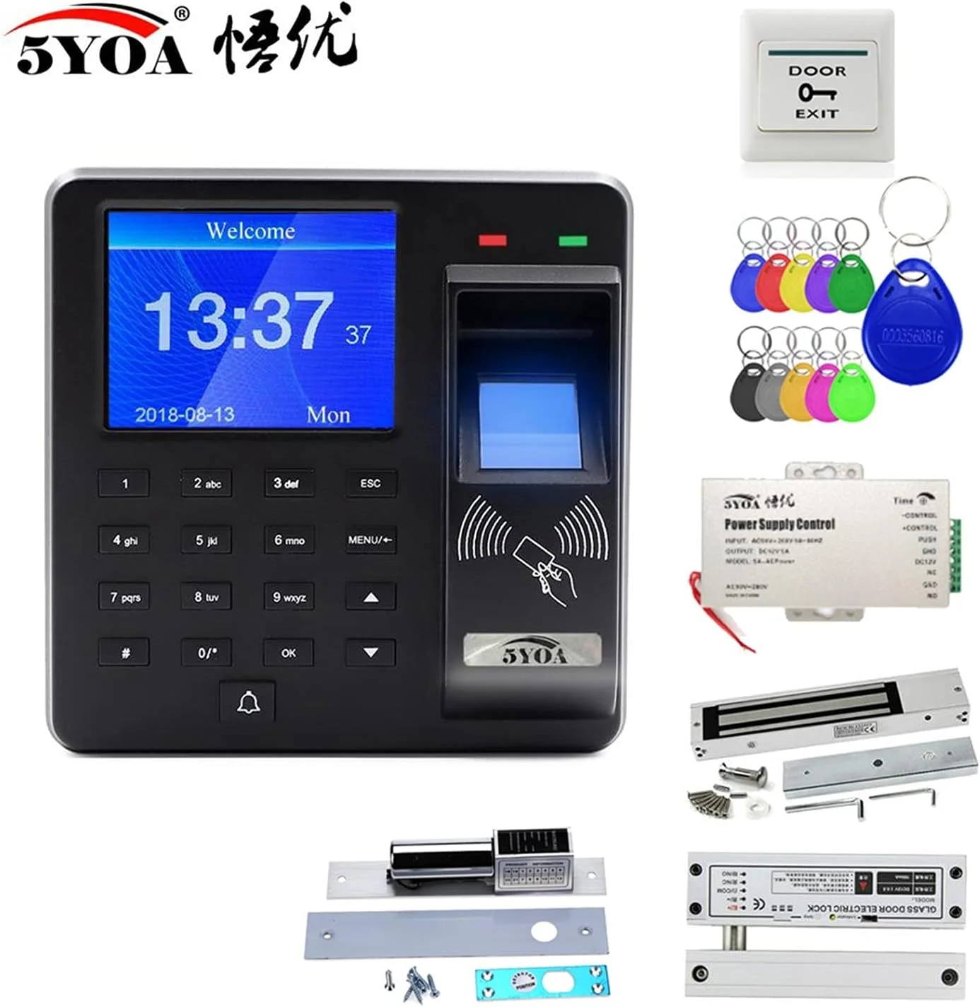 دستگاه حضور و غیاب اثر انگشتی تمکین، کیت قفل درب هوشمند، بازکننده درب الکترونیکی، ست دیجیتال خانگی، قفل مغناطیسی برقی بیومتریک برای کارمندان و کسب و کارهای کوچک