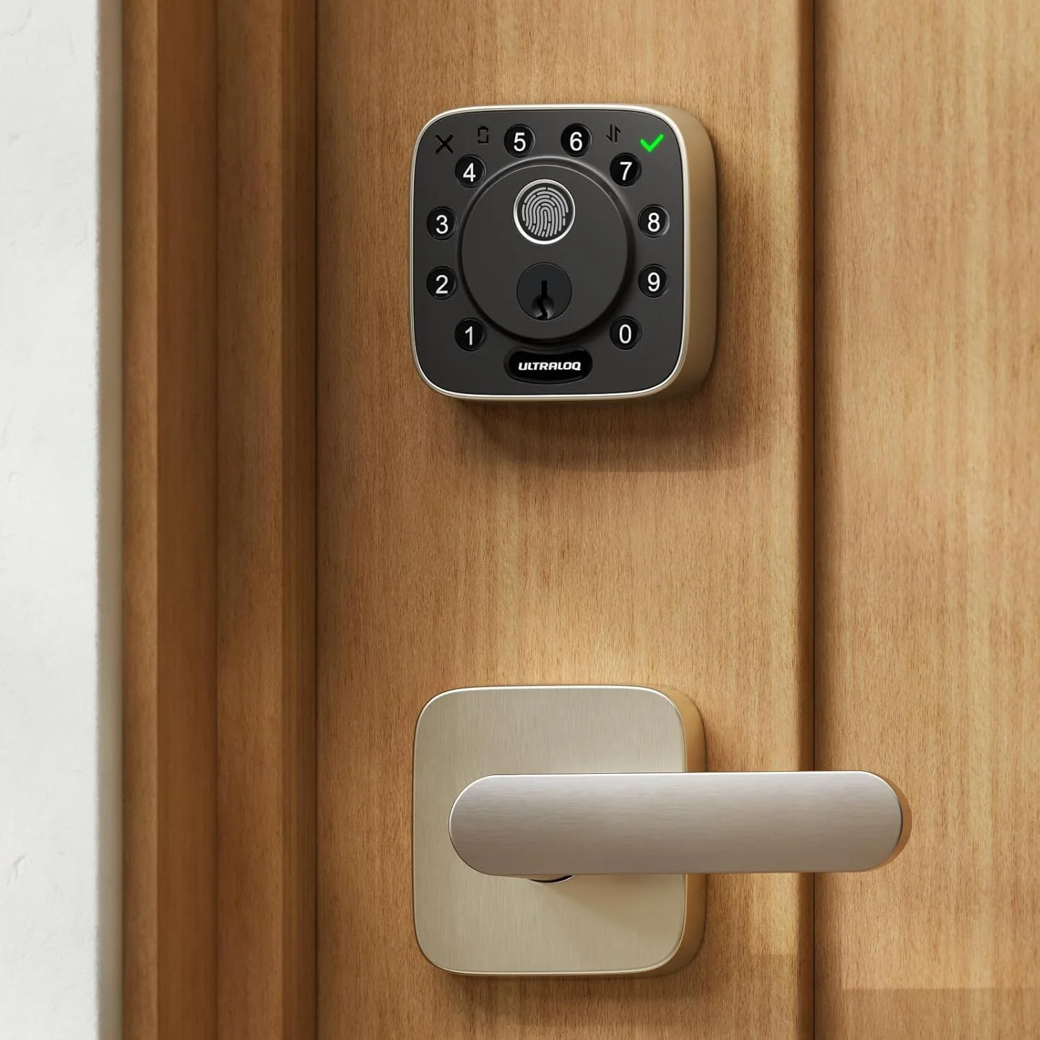 قفل هوشمند اثر انگشتی وای فای ULTRALOQ Bolt با دستگیره اهرمی، قفل ضد سرقت بیومتریک وای فای داخلی با سنسور درب، ست قفل درب ورودی، کنترل از راه دور با اپلیکیشن، بازگشایی خودکار، عمر باتری دو برابر، IP65