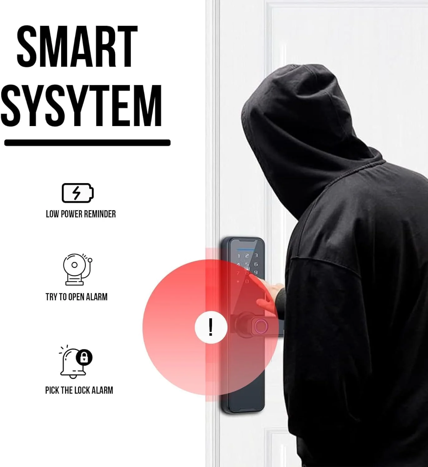 قفل درب اثر انگشتی الکترونیکی TECHVIDA، قفل درب هوشمند با صفحه کلید برای خانه، ورود بدون کلید اثر انگشتی، صفحه لمسی حلقه دیجیتال بیومتریک، کارت NFC، باز کردن قفل دستگیره دیجیتال هوشمند برای Tuya