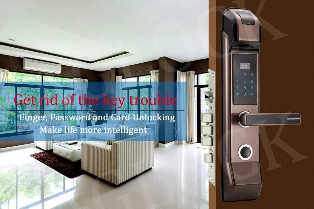 قفل درب اثر انگشتی الکترونیکی امنیتی، صفحه کلید دیجیتال بدون کلید، ترکیبی کارت M1، ورودی هوشمند برای خانه و دفتر قفل درب اثر انگشتی الکترونیکی امنیتی، صفحه کلید دیجیتال بدون کلید، ترکیبی کارت M1، ورودی هوشمند برای خانه و دفتر