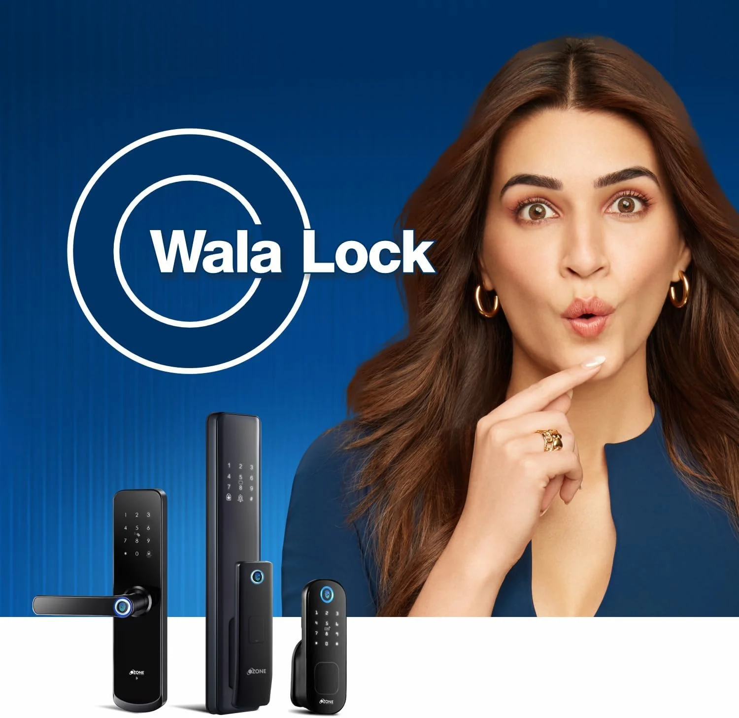 قفل درب دیجیتال بیومتریک هوشمند اوزون برای درب اصلی (اقتصادی، مشکی)