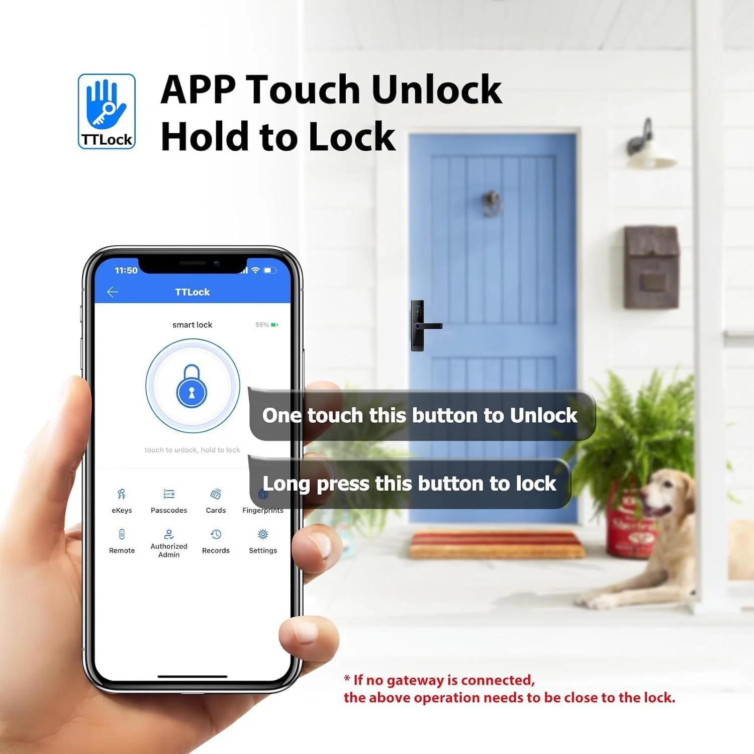 قفل هوشمند Razuvious، قفل درب اثر انگشتی با زبانه 4585. قفل بلوتوثی بدون کلید، برنامه رایگان، کارت IC، کد ضد دید زدن، کنترل برنامه TT Lock، برای خانه، دفتر، آپارتمان (R1)