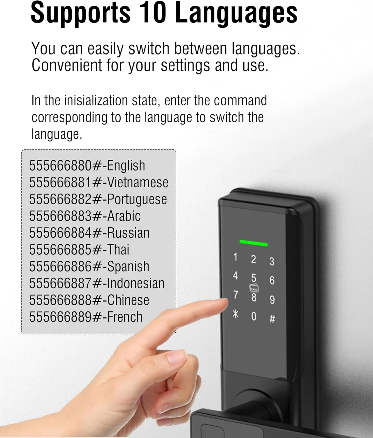 قفل درب اثر انگشتی هوشمند LeLoupFidele، قفل دیجیتال وای فای با رمز عبور، کارت IC، کنترل برنامه Tuya، پشتیبانی از 9 زبان از جمله عربی (مشکی 4085 مورتise)