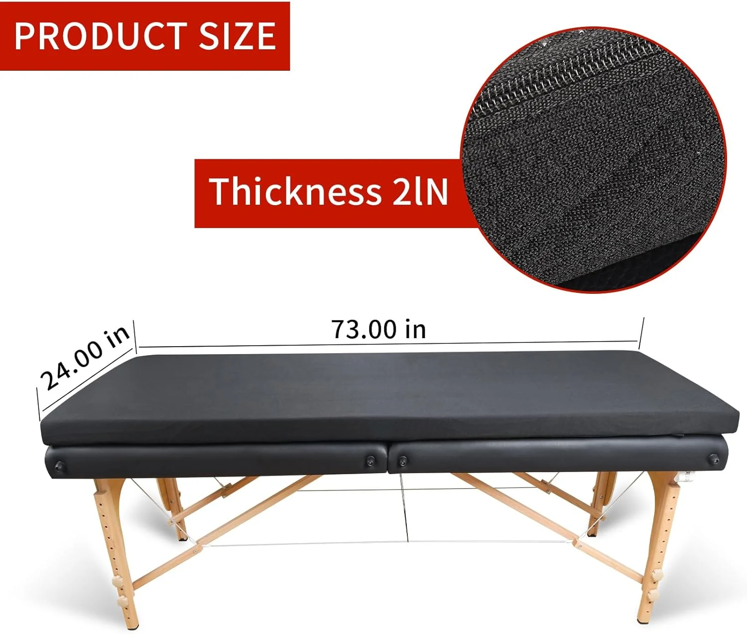 روکش فوم تخت مژه Lxztayuk برای تخت ماساژ، 185x61x5 سانتی متر فوم حافظه دار مشکی با روکش قابل جابجایی، تشک ماساژ با نوارهای الاستیک ضد لغزش