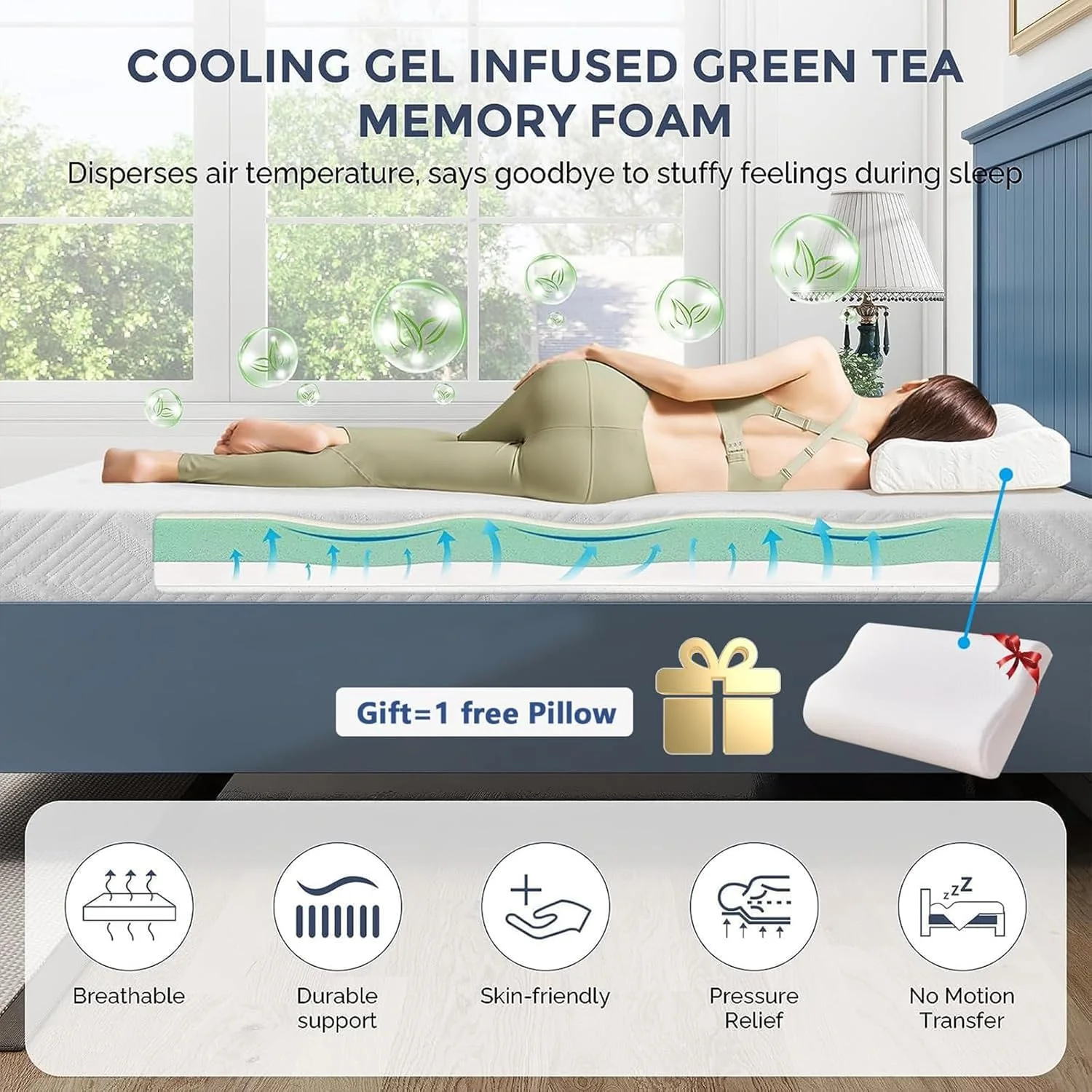 تشک طبی مموری فوم ارتوپدی LIODUX، تشک راحت و تنفسی برای خواب خنک تر، متعادل کننده ستون فقرات برای تسکین فشار (150 * 200 سانتی متر)