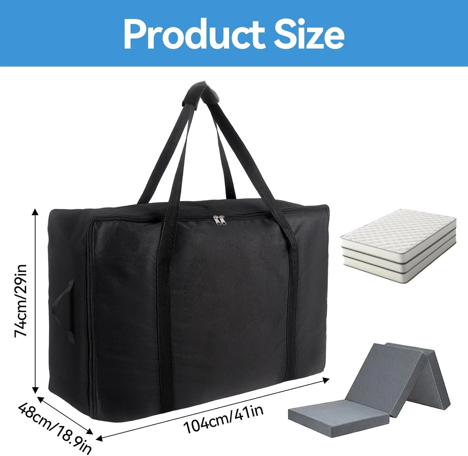 کیف نگهداری تشک تاشو Klmnop، کیف حمل سنگین وزن آکسفورد 600D قابل حمل با زیپ و دسته برای تخت مهمان سه تاشو (مناسب تشک های دوقلو 6 اینچی و دوقلو ایکس لارج، مشکی) کیف نگهداری تشک تاشو Klmnop، کیف حمل سنگین وزن آکسفورد 600D قابل حمل با زیپ و دسته برای تخت مهمان سه تاشو (مناسب تشک های دوقلو 6 اینچی و دوقلو ایکس لارج، مشکی)