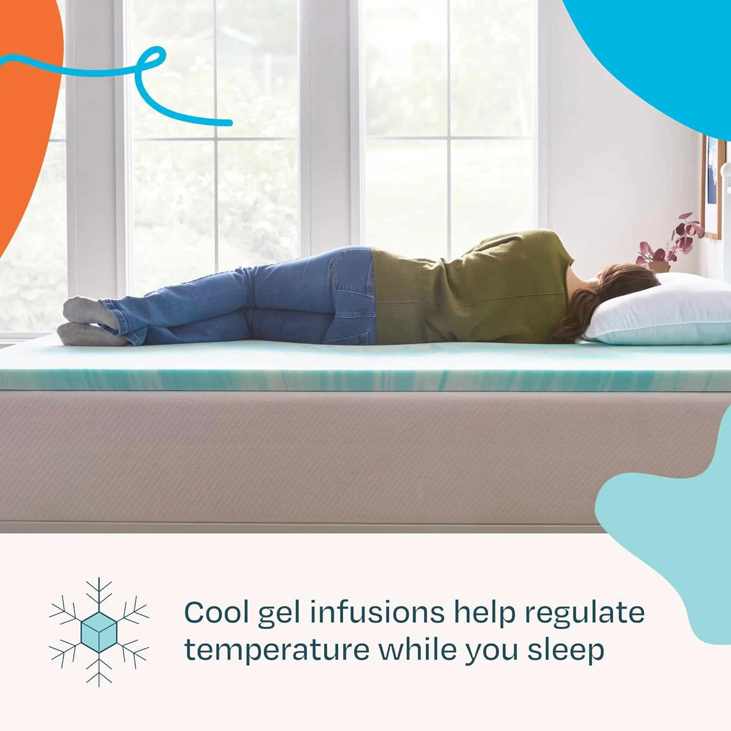 رویه تشک مموری فوم ژل دار 2 اینچی LINENSPA - دارای ژل خنک کننده - کاهش دهنده فشار - دارای گواهینامه CertiPUR - سایز کامل - آبی رویه تشک مموری فوم ژل دار 2 اینچی LINENSPA - دارای ژل خنک کننده - کاهش دهنده فشار - دارای گواهینامه CertiPUR - سایز کامل - آبی