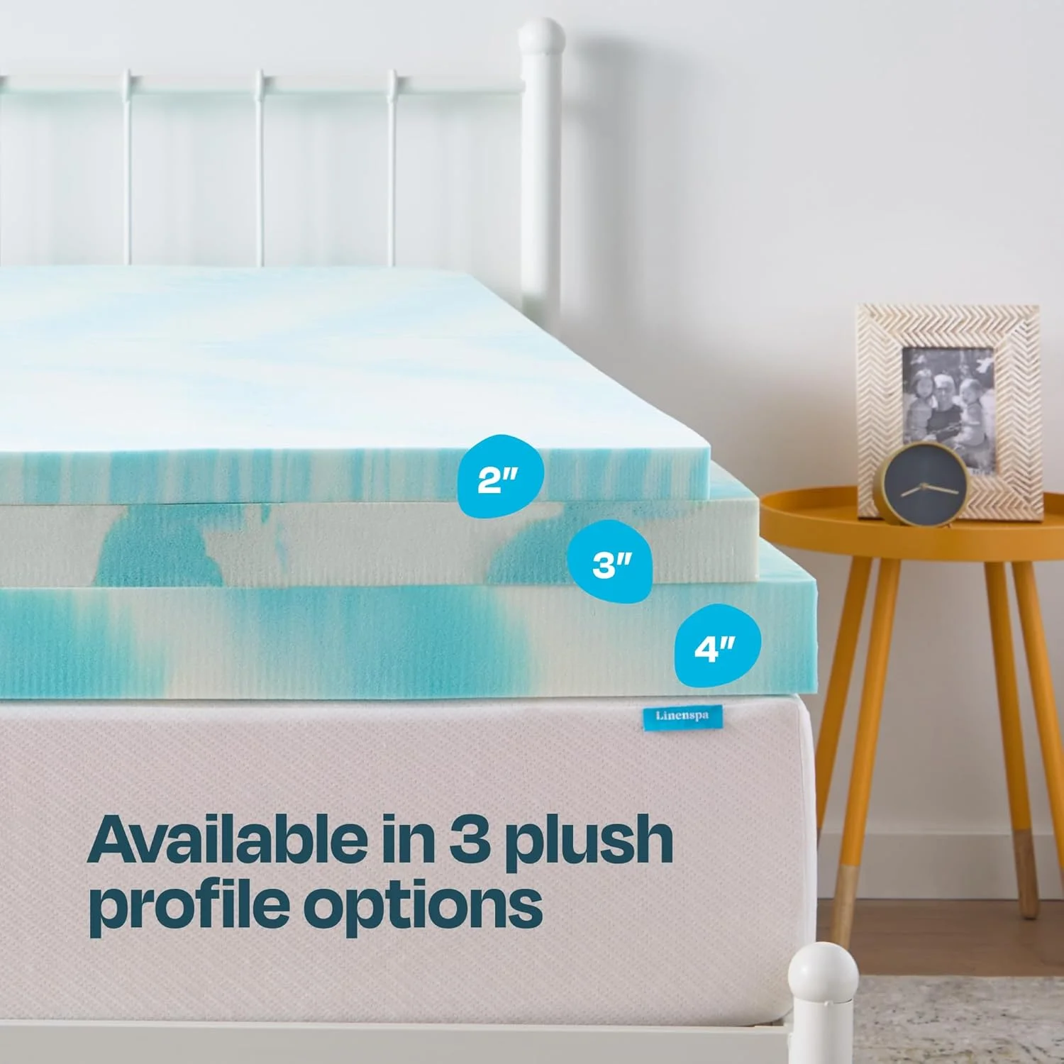 رویه تشک مموری فوم ژل دار 2 اینچی LINENSPA - دارای ژل خنک کننده - کاهش دهنده فشار - دارای گواهینامه CertiPUR - سایز کامل - آبی رویه تشک مموری فوم ژل دار 2 اینچی LINENSPA - دارای ژل خنک کننده - کاهش دهنده فشار - دارای گواهینامه CertiPUR - سایز کامل - آبی