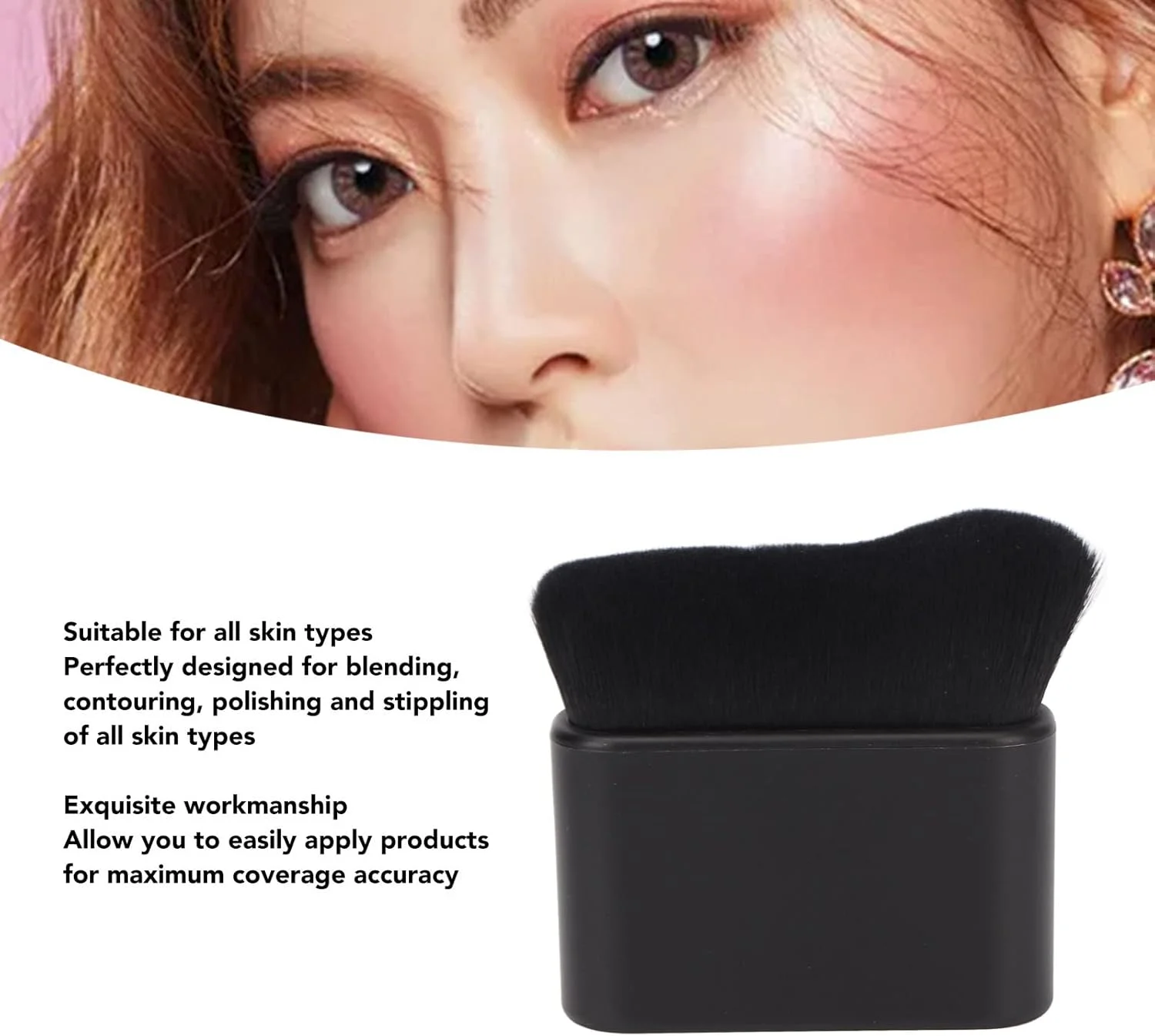 براش برنزه کننده خودکار Zudoo، براش کابوکی برای صورت و بدن، مشکی، موهای نایلونی، دسته ABS ضد لغزش، ابزار برنزه کننده، براش آرایشی براش برنزه کننده خودکار Zudoo، براش کابوکی برای صورت و بدن، مشکی، موهای نایلونی، دسته ABS ضد لغزش، ابزار برنزه کننده، براش آرایشی