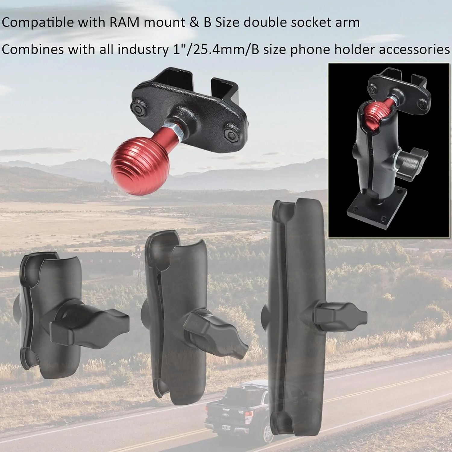 نگهدارنده رادیو/میکروفون HYS، لوازم جانبی جایگزین 25 میلی‌متری/0.98 اینچی، پایه 3 در 1 میکروفون رادیویی موبایل/واکی تاکی/میکروفون سازگار با Baofeng Quansheng Motorola YAESU رادیو دو طرفه/رادیو CB