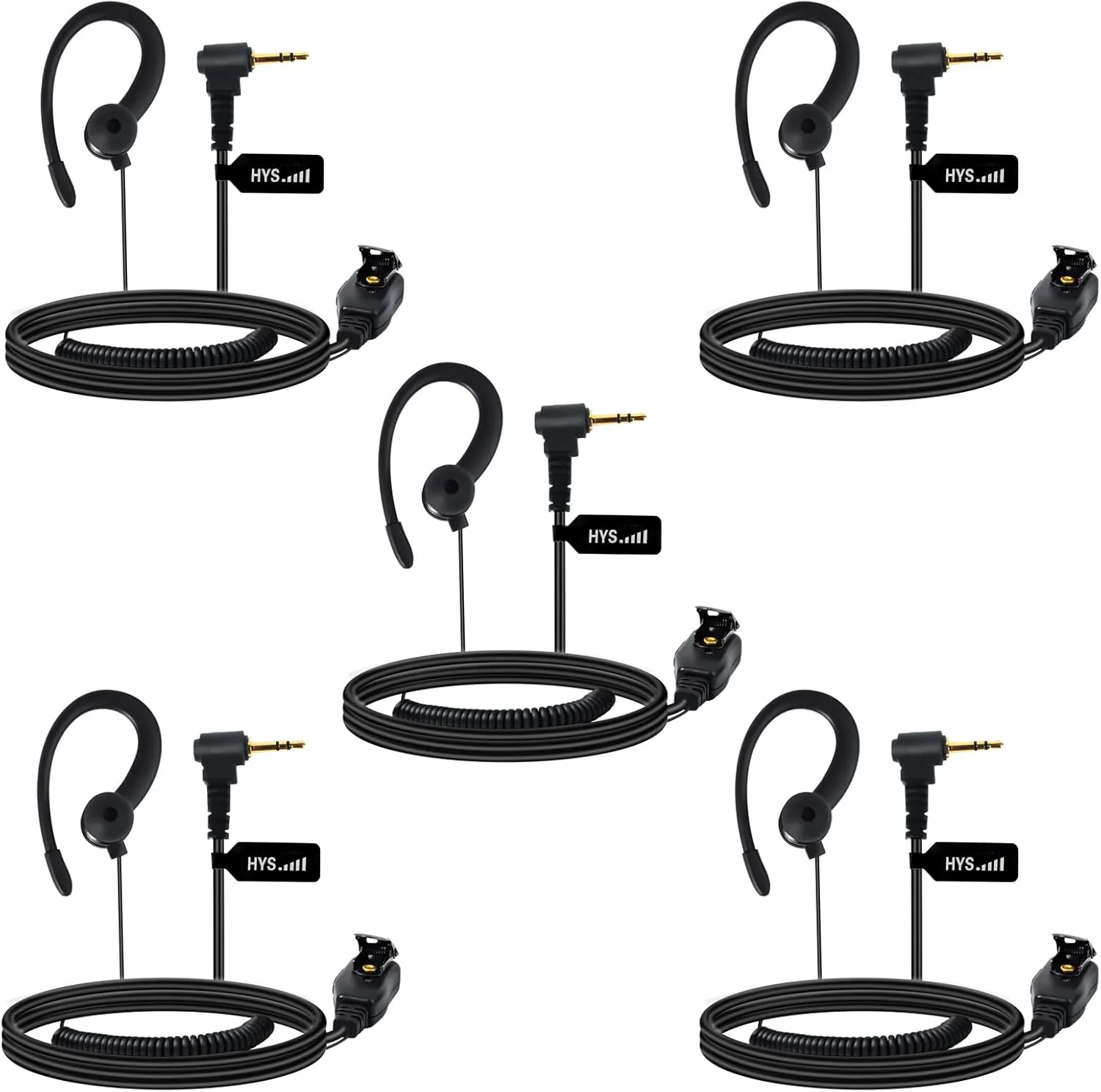 هندزفری تک گوشی HYS سازگار با موتورولا TLKR-T60 T61 T62 T80 T81 T82 T-92 H2O T80 Extreme T82 Extreme، هدست PTT با میکروفون (5 عدد)