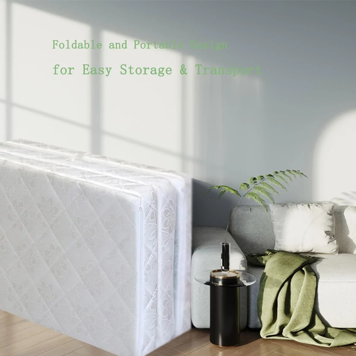 تشک تاشو Karpentone تشک فوم تاشو برای مسافرت، کمپینگ، سفر جاده ای، اتاق مهمان، یوگا، 3 تکه، تشک تاشو یک نفره، سایز 90x180x7 سانتی متر، سفید