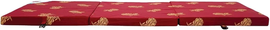 تشک فوم تاشو کارپنتون، سه تکه، مناسب سفر، کمپینگ و مهمان به همراه روکش - تک نفره - قابل حمل - سایز بزرگسال 180x90 سانتی متر - قرمز
