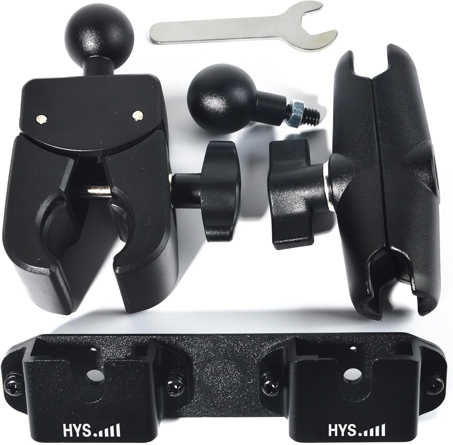 پایه گیره چرخان 360 درجه آلیاژ آلومینیوم سنگین HYS برای رادیو CB دستی و نگهدارنده میکروفون دستی - براکت جهانی برای قایق ها، اتومبیل ها، کامیون ها، ATV ها، رادیوهای دو طرفه، لوازم جانبی واکی تاکی