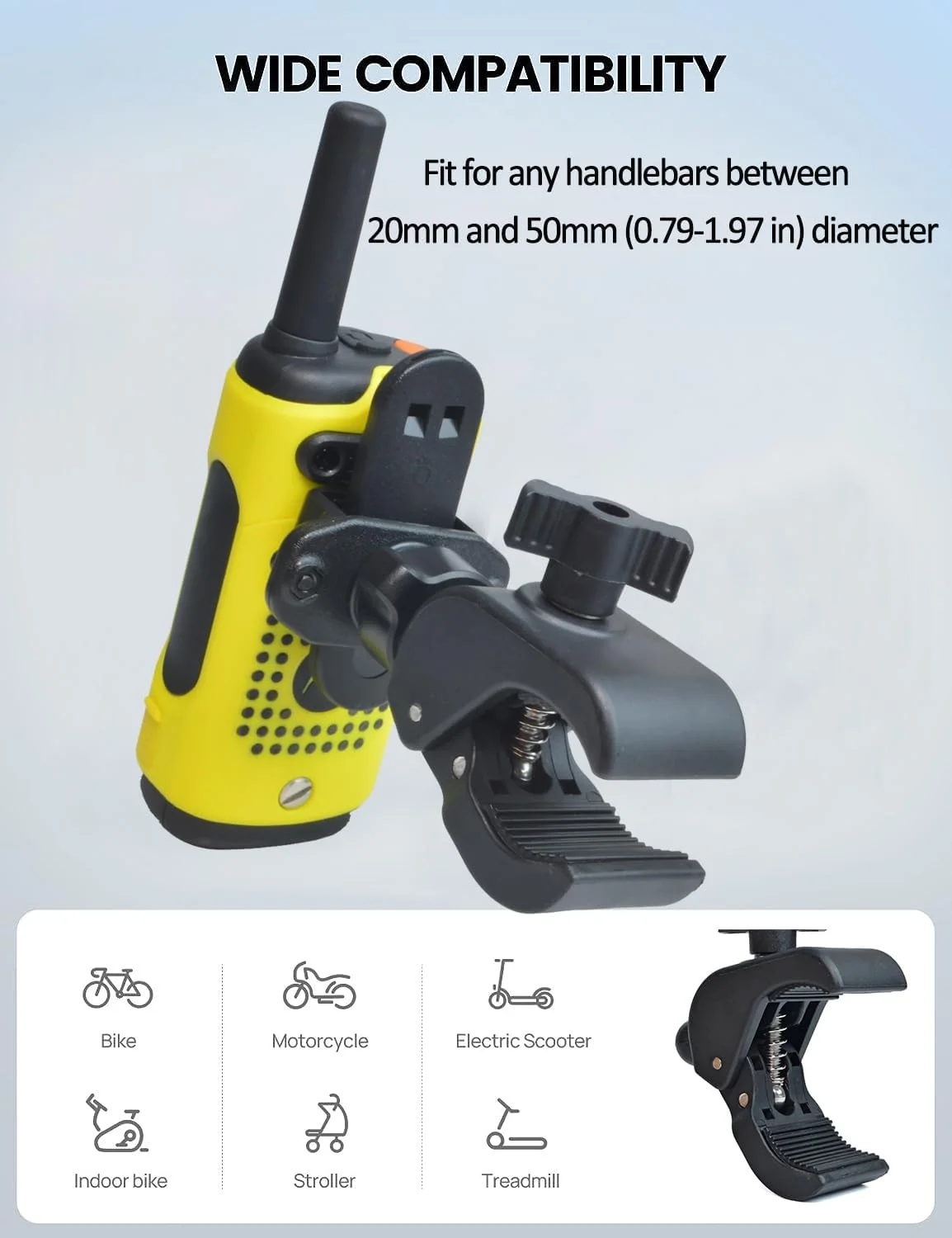 پایه رادیویی HYS برای دوچرخه/موتورسیکلت/خودرو/کامیون واکی تاکی سازگار با Baofeng UV5R Kenwood Midland Quansheng Motorola Tlkr