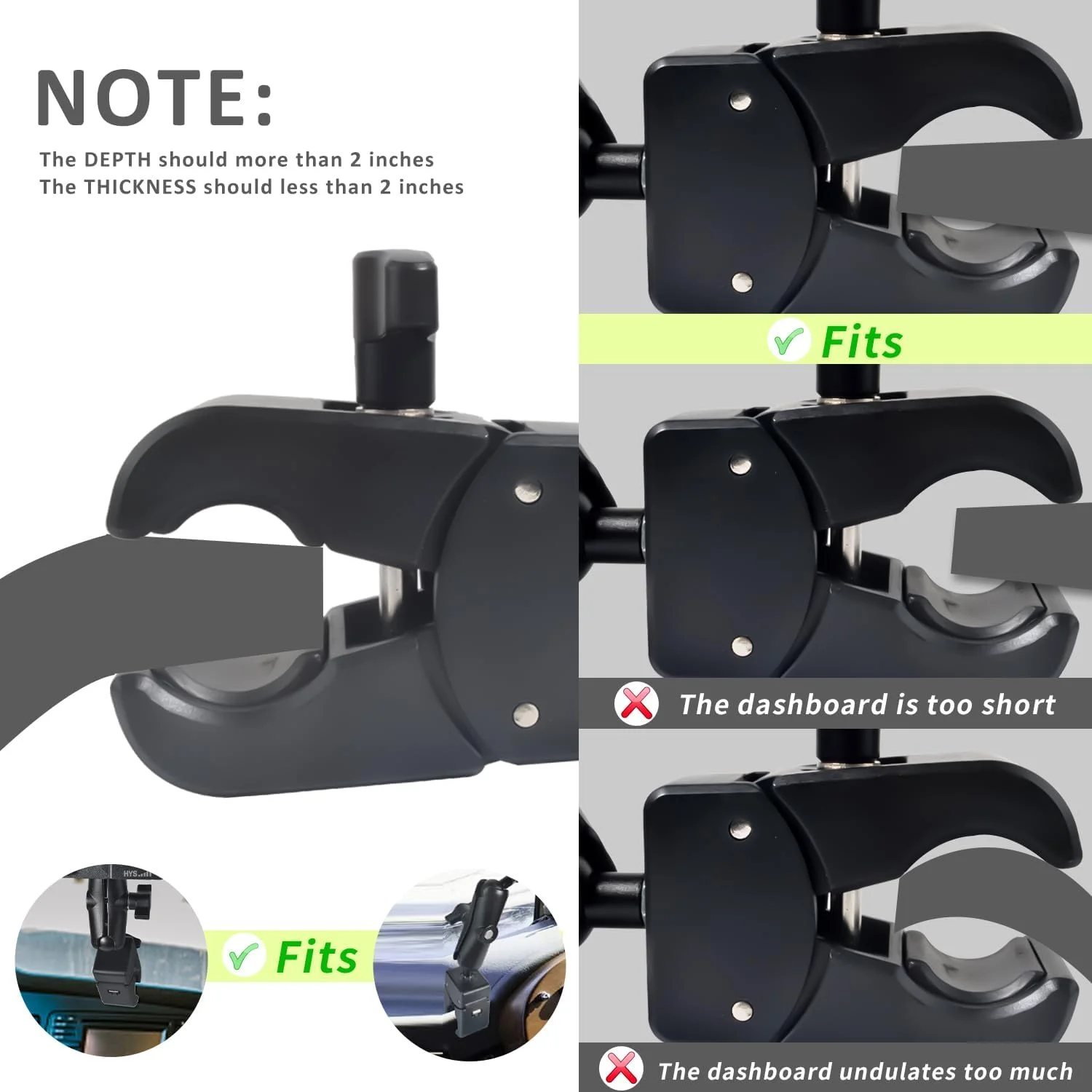 پایه گیره چرخان 360 درجه آلیاژ آلومینیوم سنگین HYS برای رادیو CB دستی و نگهدارنده میکروفون دستی - براکت جهانی برای قایق ها، اتومبیل ها، کامیون ها، ATV ها، رادیوهای دو طرفه، لوازم جانبی واکی تاکی