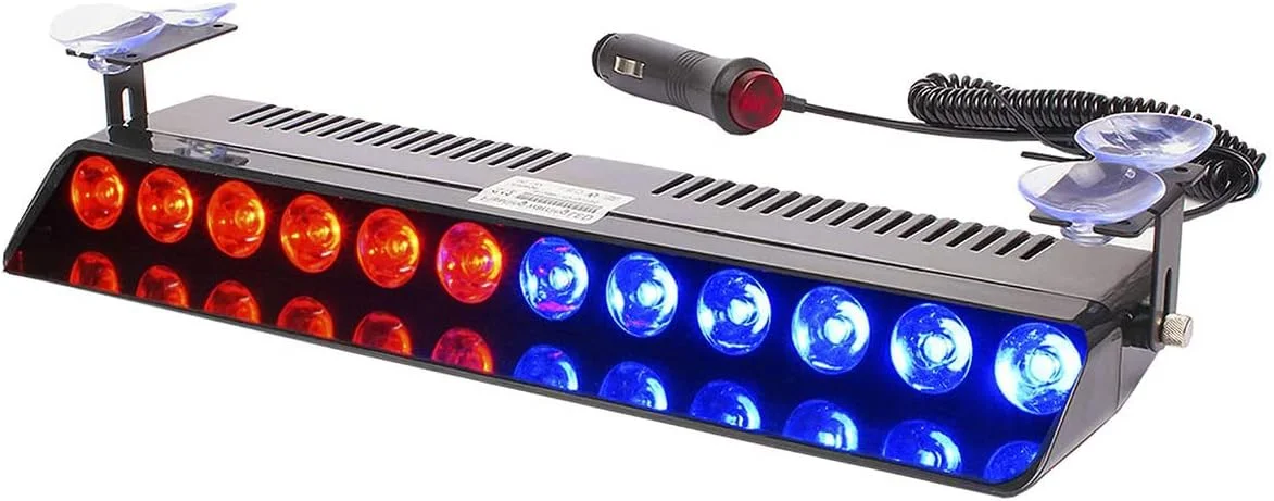 چراغ هشدار اضطراری ال ای دی استروب، چراغ خطر ایمنی داشبورد شیشه جلو سقف داخلی با فنجان مکنده قرمز آبی ال ای دی با فنجان مکنده برای خودرو، وسیله نقلیه، قایق، SUV، آتش نشان، مه DC 12V