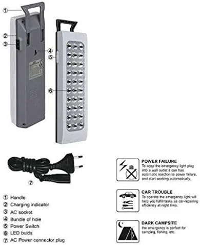 چراغ اضطراری شارژی LED فیتو مدل LED-716 با 30 لامپ ال ای دی