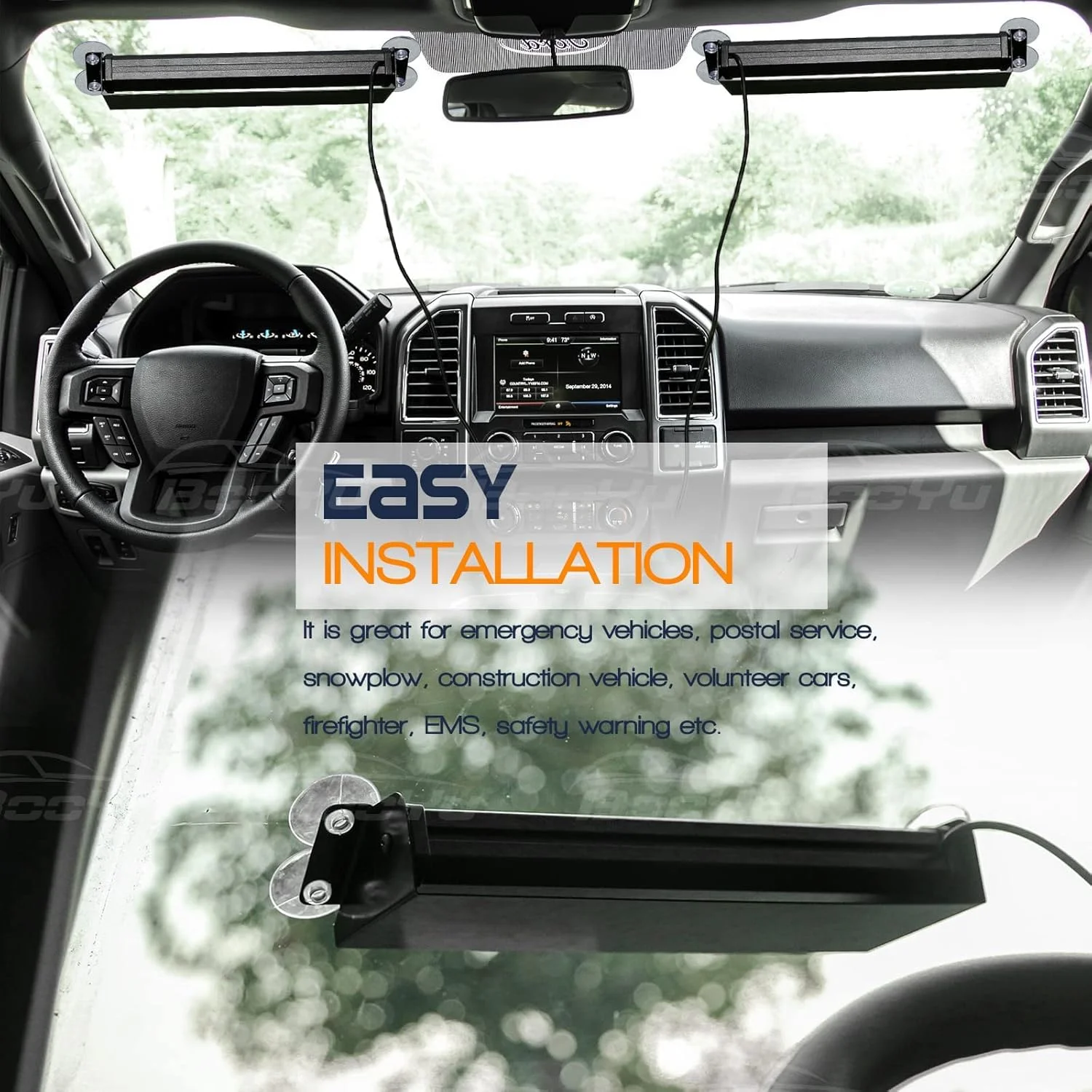 چراغ خطر ال ای دی استروب اضطراری 37.5 سانتی متری برای شیشه جلو، داشبورد ویزور داخلی، کهربایی/سفید، 12 ال ای دی، 12/24 ولت، چراغ های هشدار ایمنی خطر برای پلیس، اجرای قانون، خودروهای شخصی، کامیون ها، وسایل نقلیه