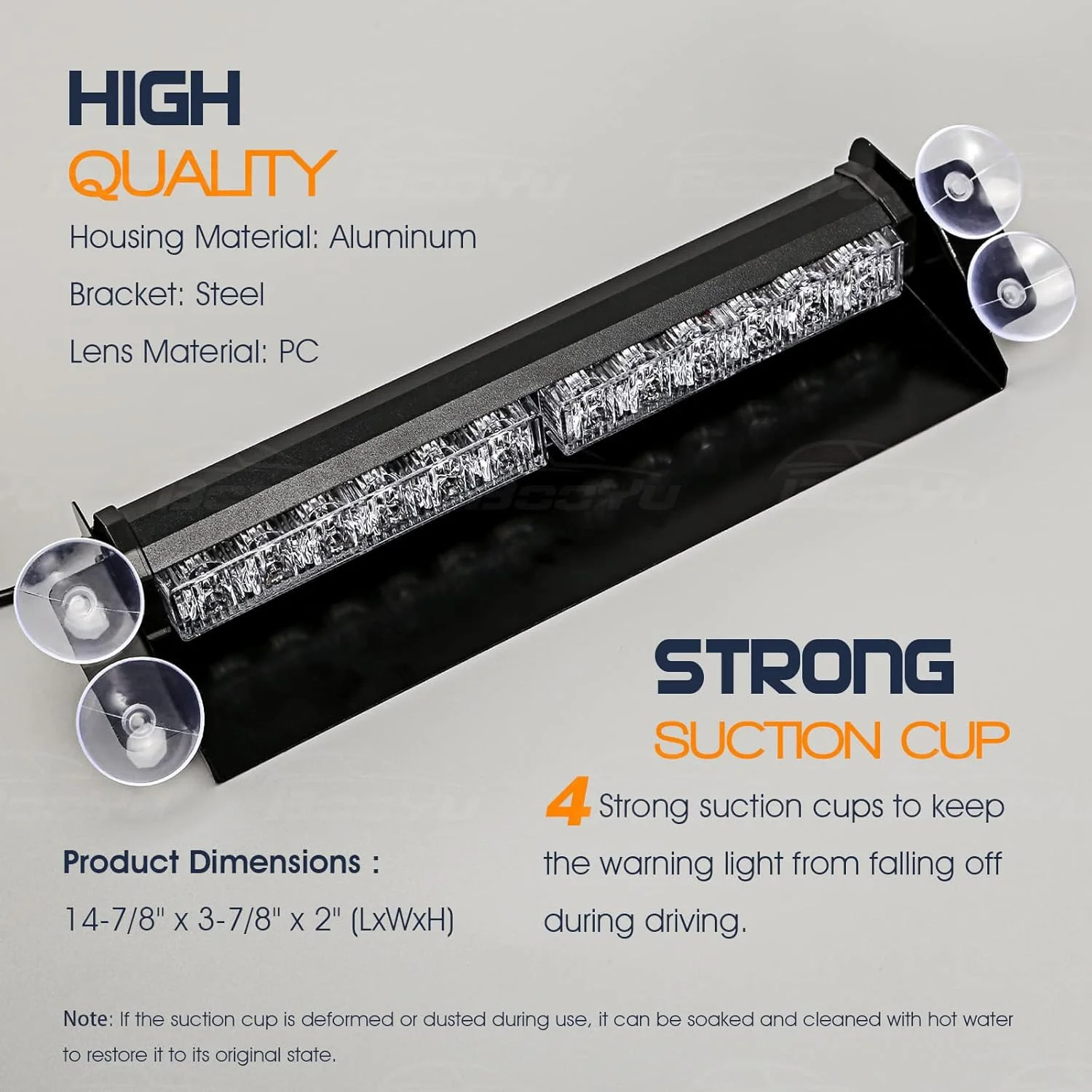 چراغ خطر ال ای دی استروب اضطراری 37.5 سانتی متری برای شیشه جلو، داشبورد ویزور داخلی، کهربایی/سفید، 12 ال ای دی، 12/24 ولت، چراغ های هشدار ایمنی خطر برای پلیس، اجرای قانون، خودروهای شخصی، کامیون ها، وسایل نقلیه