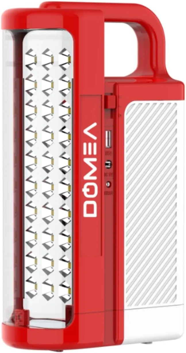 چراغ اضطراری LED شارژی DOMEA با 2 حالت نور، روشنایی 700 لومن، باتری 4000 میلی آمپر ساعتی و حداکثر 3-4.5 ساعت کارکرد نور قوی، طراحی قابل حمل مناسب برای استفاده در داخل خانه، کمپینگ در فضای باز