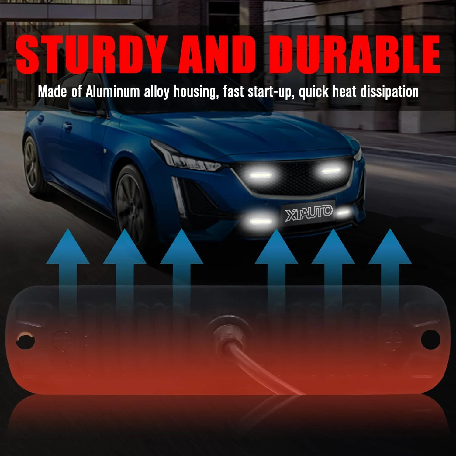 چراغ خطر فلاشر اضطراری خودرو و کامیون XT AUTO با 6 ال ای دی، سفید/سفید، بسته 4 عددی