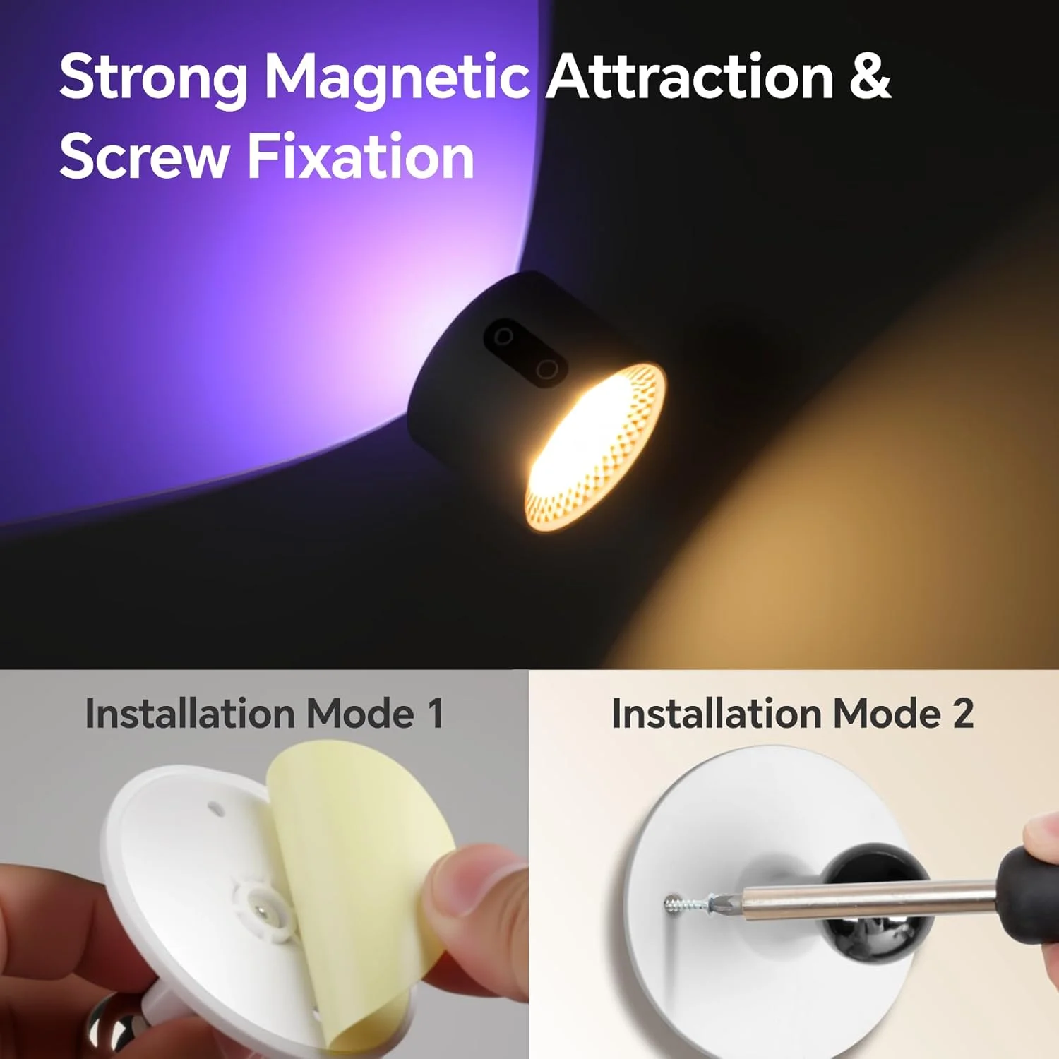 چراغ دیواری بی سیم Baytion، چراغ دیواری قابل شارژ با 3 رنگ و نورپردازی دیواری RGB قابل تنظیم، چراغ مطالعه بی سیم با چراغ دیواری چرخشی 360 درجه برای کنار تخت، راه پله، گالری (سفید) چراغ دیواری بی سیم Baytion، چراغ دیواری قابل شارژ با 3 رنگ و نورپردازی دیواری RGB قابل تنظیم، چراغ مطالعه بی سیم با چراغ دیواری چرخشی 360 درجه برای کنار تخت، راه پله، گالری (سفید)