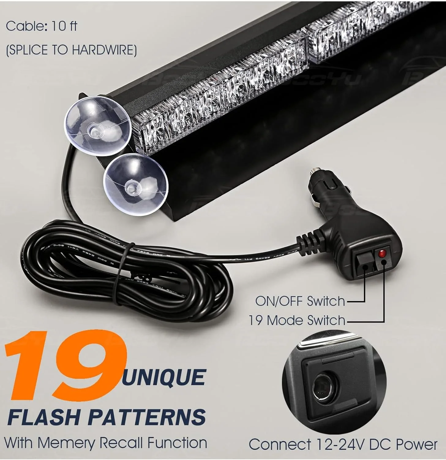 چراغ خطر LED اضطراری 14.8 اینچی Excefore، کهربایی/سفید، 12 LED، چراغ های هشدار خطر 12/24 ولت برای پلیس، کامیون ها و وسایل نقلیه اضطراری چراغ خطر LED اضطراری 14.8 اینچی Excefore، کهربایی/سفید، 12 LED، چراغ های هشدار خطر 12/24 ولت برای پلیس، کامیون ها و وسایل نقلیه اضطراری