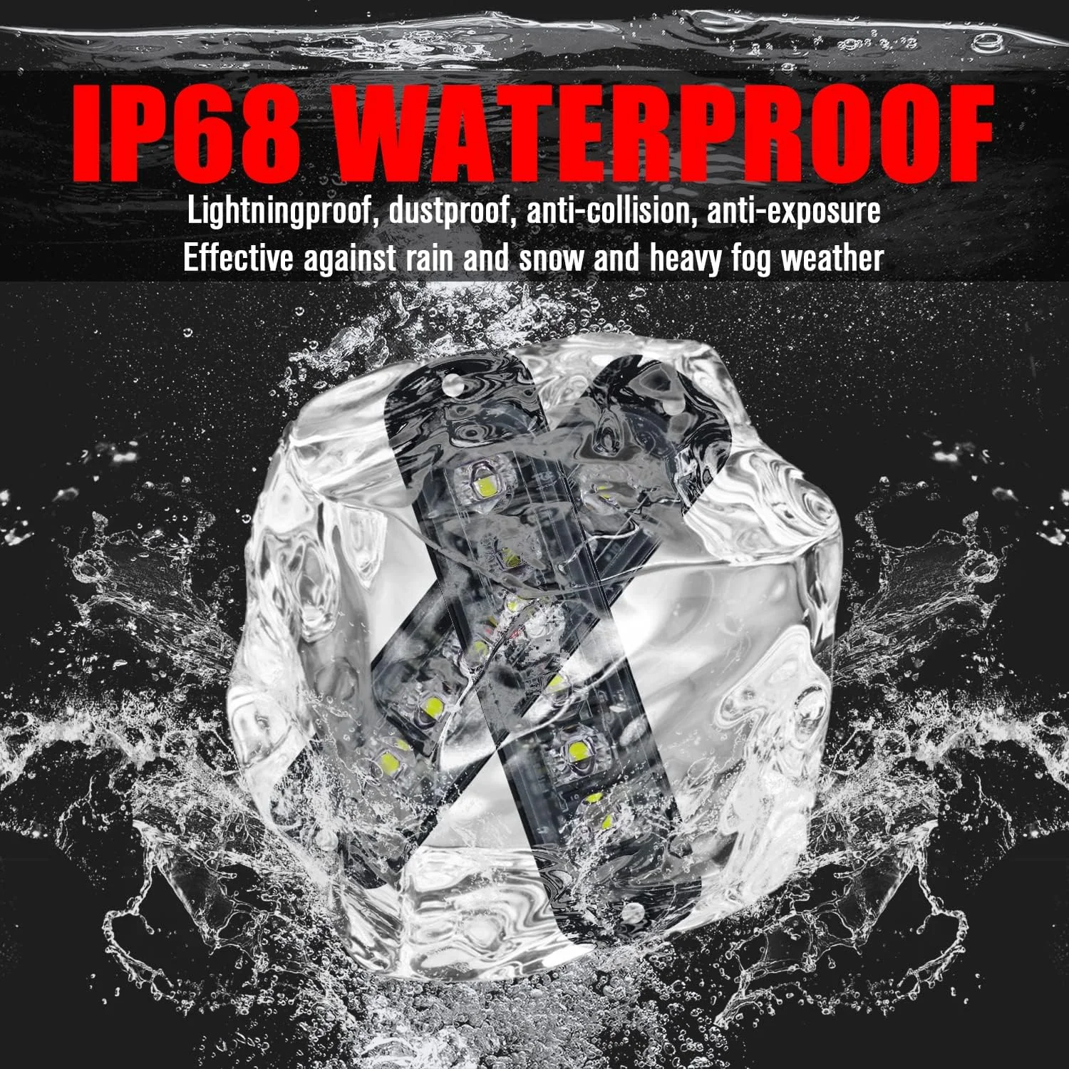 چراغ خطر فلاشر اضطراری خودرو و کامیون XT AUTO با 6 ال ای دی، سفید/سفید، بسته 4 عددی