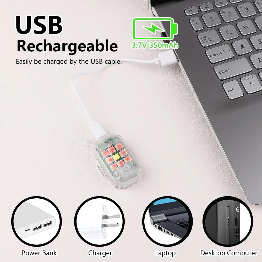 چراغ های استروب ضد برخورد LED، کنترل از راه دور بی سیم 7 رنگ شارژ USB LED، چراغ های استروب پهپاد، برای رانندگی در شب، ماشین سواری، موتور سیکلت، اسکوتر، چراغ فلاش هشدار اضطراری (4 عدد) چراغ های استروب ضد برخورد LED، کنترل از راه دور بی سیم 7 رنگ شارژ USB LED، چراغ های استروب پهپاد، برای رانندگی در شب، ماشین سواری، موتور سیکلت، اسکوتر، چراغ فلاش هشدار اضطراری (4 عدد)
