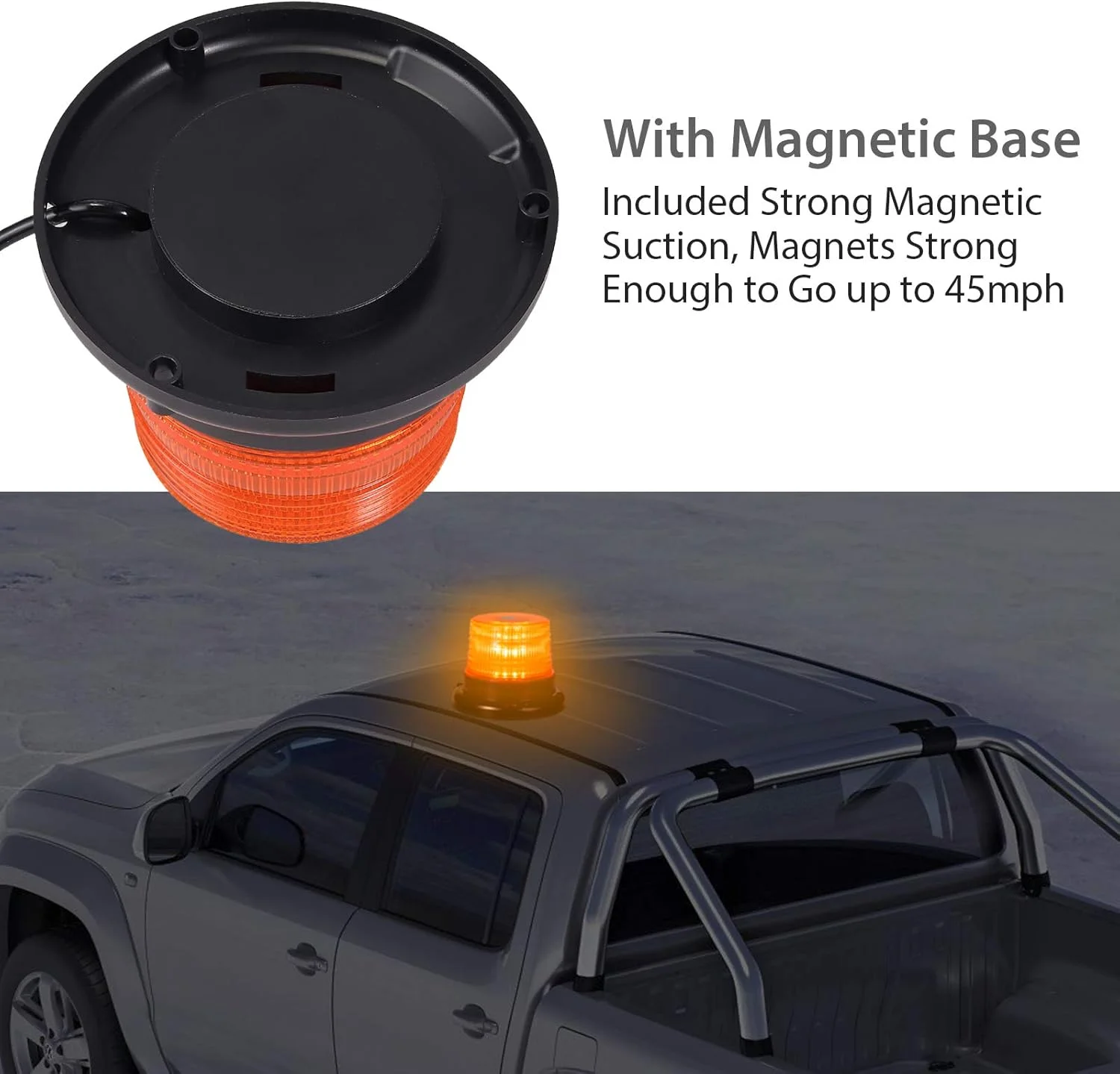 چراغ خطر ال ای دی نارنجی 40 ال ای دی خودرو 40 وات 12/24 ولت دارای علامت E، چراغ هشدار چشمک زن مغناطیسی اضطراری با کلید روشن/خاموش، 7 حالت فلاش، IP67 چراغ راهنما کهربایی با فندکی 5 متری