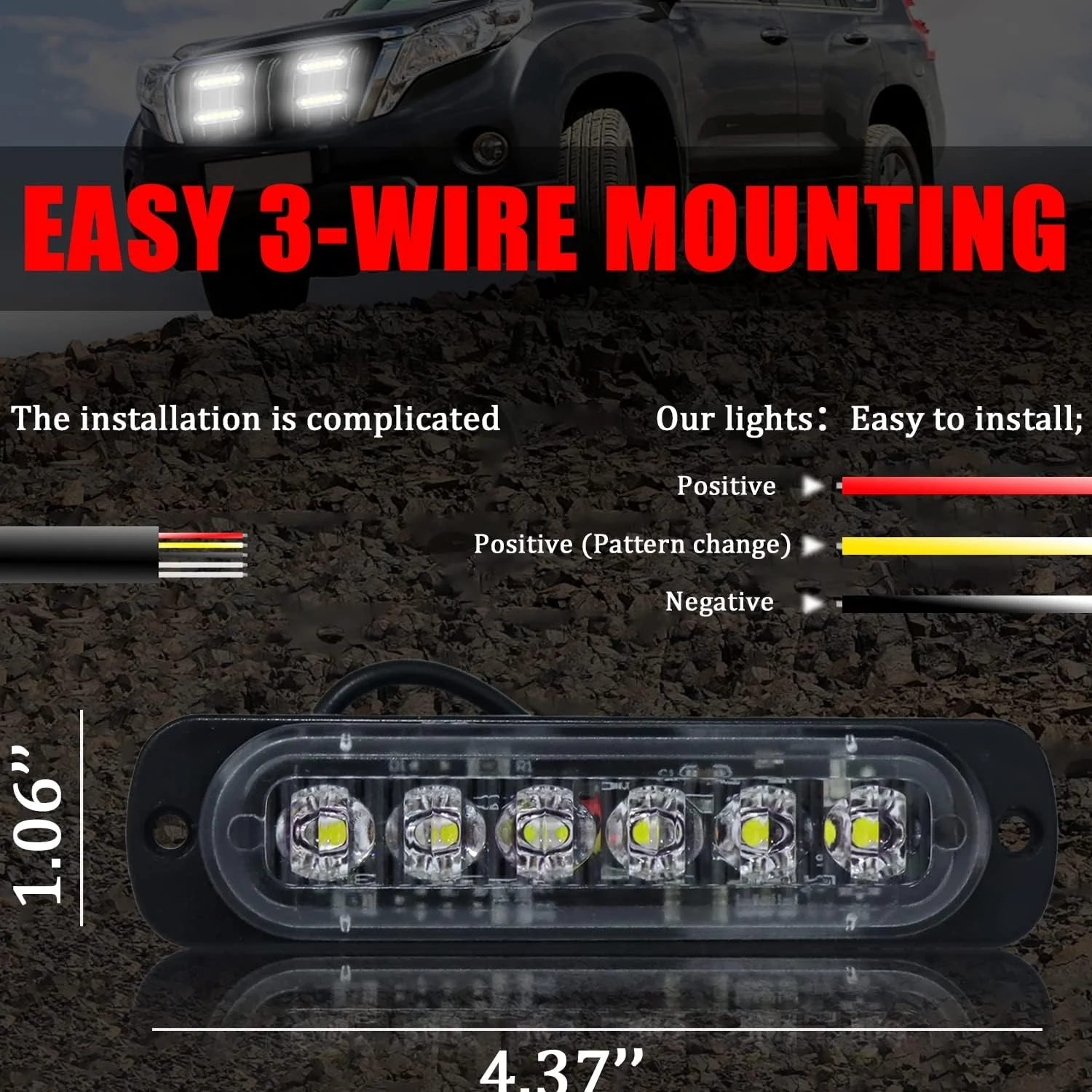 چراغ خطر فلاشر اضطراری خودرو و کامیون XT AUTO با 6 ال ای دی، سفید/سفید، بسته 4 عددی