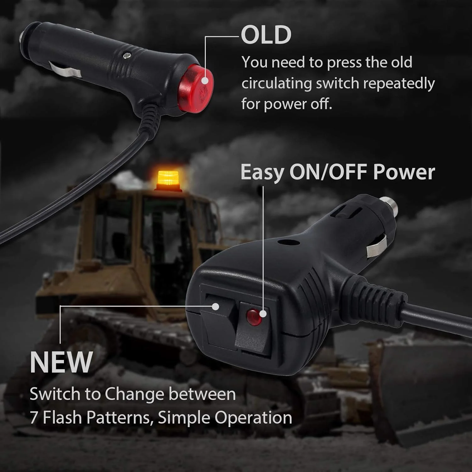 چراغ خطر ال ای دی نارنجی 40 ال ای دی خودرو 40 وات 12/24 ولت دارای علامت E، چراغ هشدار چشمک زن مغناطیسی اضطراری با کلید روشن/خاموش، 7 حالت فلاش، IP67 چراغ راهنما کهربایی با فندکی 5 متری