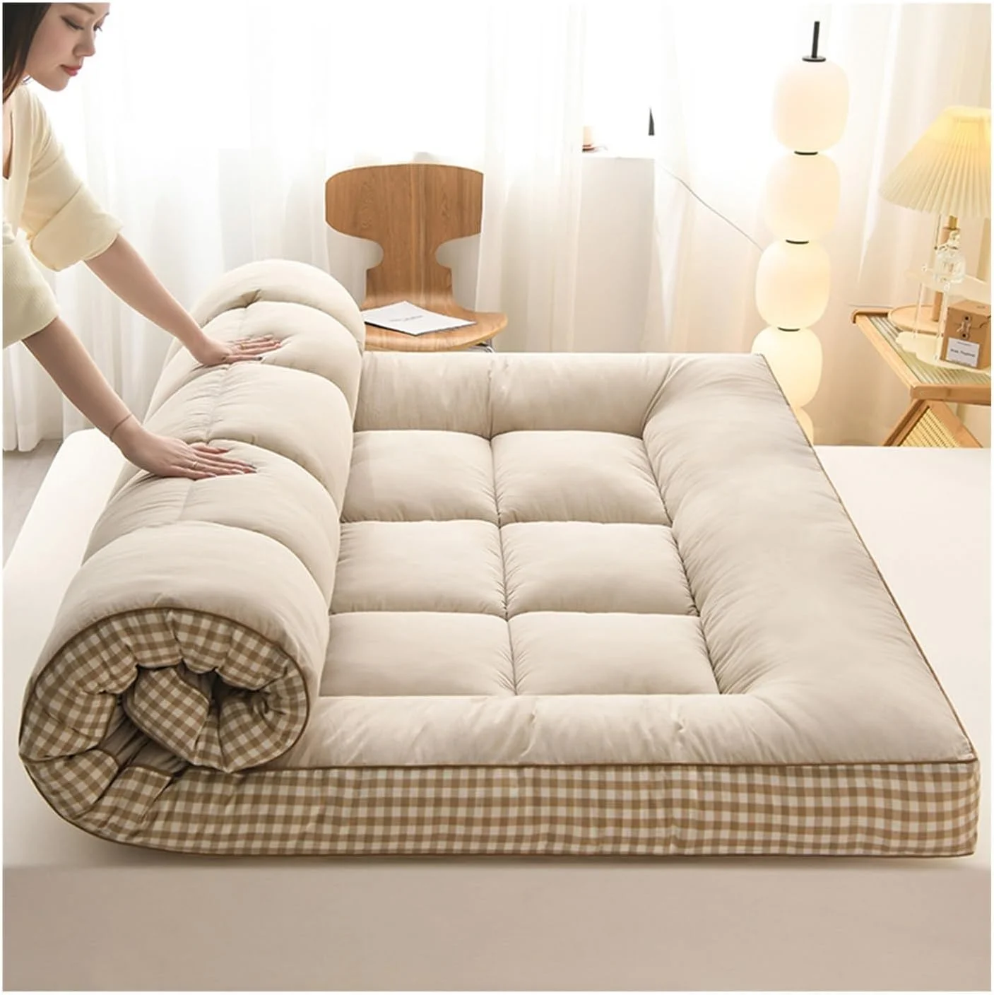 تشک فوتون ژاپنی، تشک ضخیم پشمی ژاپنی، تشک تاشو، تشک کف خواب (قهوه ای، 150cm*200cm) تشک فوتون ژاپنی، تشک ضخیم پشمی ژاپنی، تشک تاشو، تشک کف خواب (قهوه ای، 150cm*200cm)