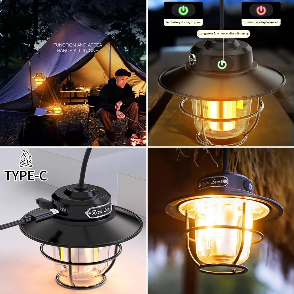 چراغ کمپینگ LED قابل شارژ YZYOE، چراغ اضطراری چادر قابل حمل مینی، چراغ اسبی جدید با 4 حالت نور سفید و گرم، نور کهربایی و سفید گرم. چراغ کمپینگ LED قابل شارژ YZYOE، چراغ اضطراری چادر قابل حمل مینی، چراغ اسبی جدید با 4 حالت نور سفید و گرم، نور کهربایی و سفید گرم.