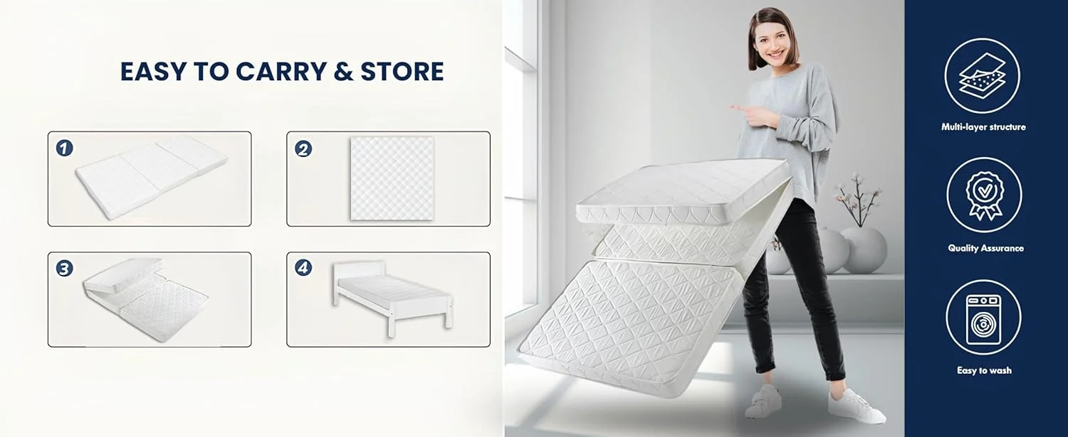 تشک تاشو فوم متراکم تک نفره INFINI HOMES سفید (90 عرض X 180 طول X 7 ارتفاع) تشک تاشو فوم متراکم تک نفره INFINI HOMES سفید (90 عرض X 180 طول X 7 ارتفاع)