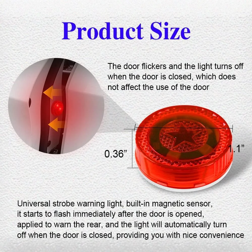چراغ های هشدار LED درب خودرو بی سیم یونیورسال، چراغ های هشدار درب خودرو، چراغ هشدار ایمنی چشمک زن کنار جاده، طراحی ضد آب، چراغ های بارق برای جلوگیری از برخورد از عقب (قرمز) (4 عدد) چراغ های هشدار LED درب خودرو بی سیم یونیورسال، چراغ های هشدار درب خودرو، چراغ هشدار ایمنی چشمک زن کنار جاده، طراحی ضد آب، چراغ های بارق برای جلوگیری از برخورد از عقب (قرمز) (4 عدد)