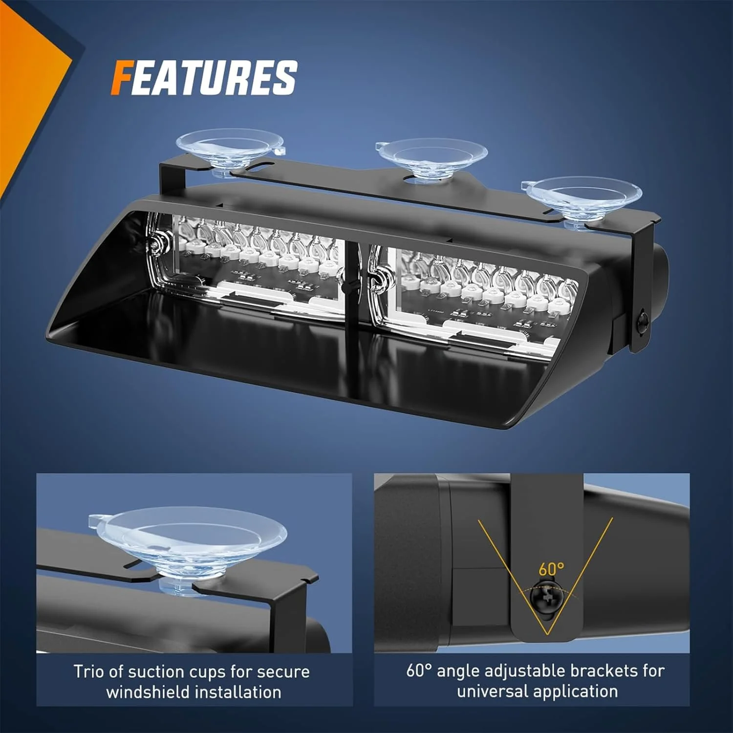 چراغ های هشدار دهنده LED اضطراری TERRIFI با پایه های مکنده، چراغ های چشمک زن فوق العاده روشن برای شیشه جلو، مناسب برای پلیس، آتش نشانان و خودروهای امدادی چراغ های هشدار دهنده LED اضطراری TERRIFI با پایه های مکنده، چراغ های چشمک زن فوق العاده روشن برای شیشه جلو، مناسب برای پلیس، آتش نشانان و خودروهای امدادی