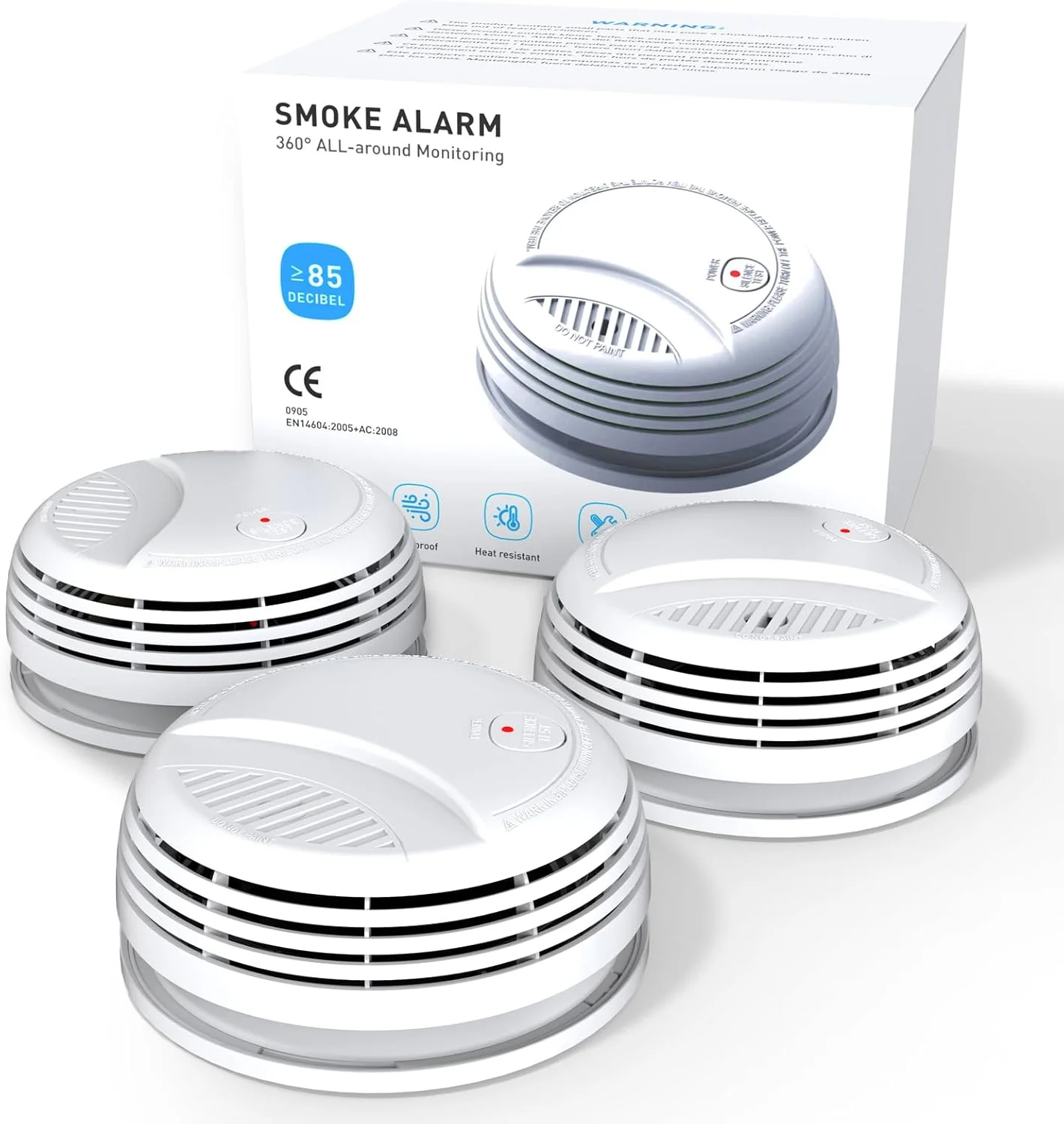 DAYTECH Smoke Alarm, Fire Alarm for Home, Smoke Detector Alarm with LED Indicator & Silence Button, Low-Battery Alert, Conforms to EN14604 Standard, 3Pack DAYTECH Smoke Alarm, Fire Alarm for Home, Smoke Detector Alarm with LED Indicator & Silence Button, Low-Battery Alert, Conforms to EN14604 Standard, 3Pack