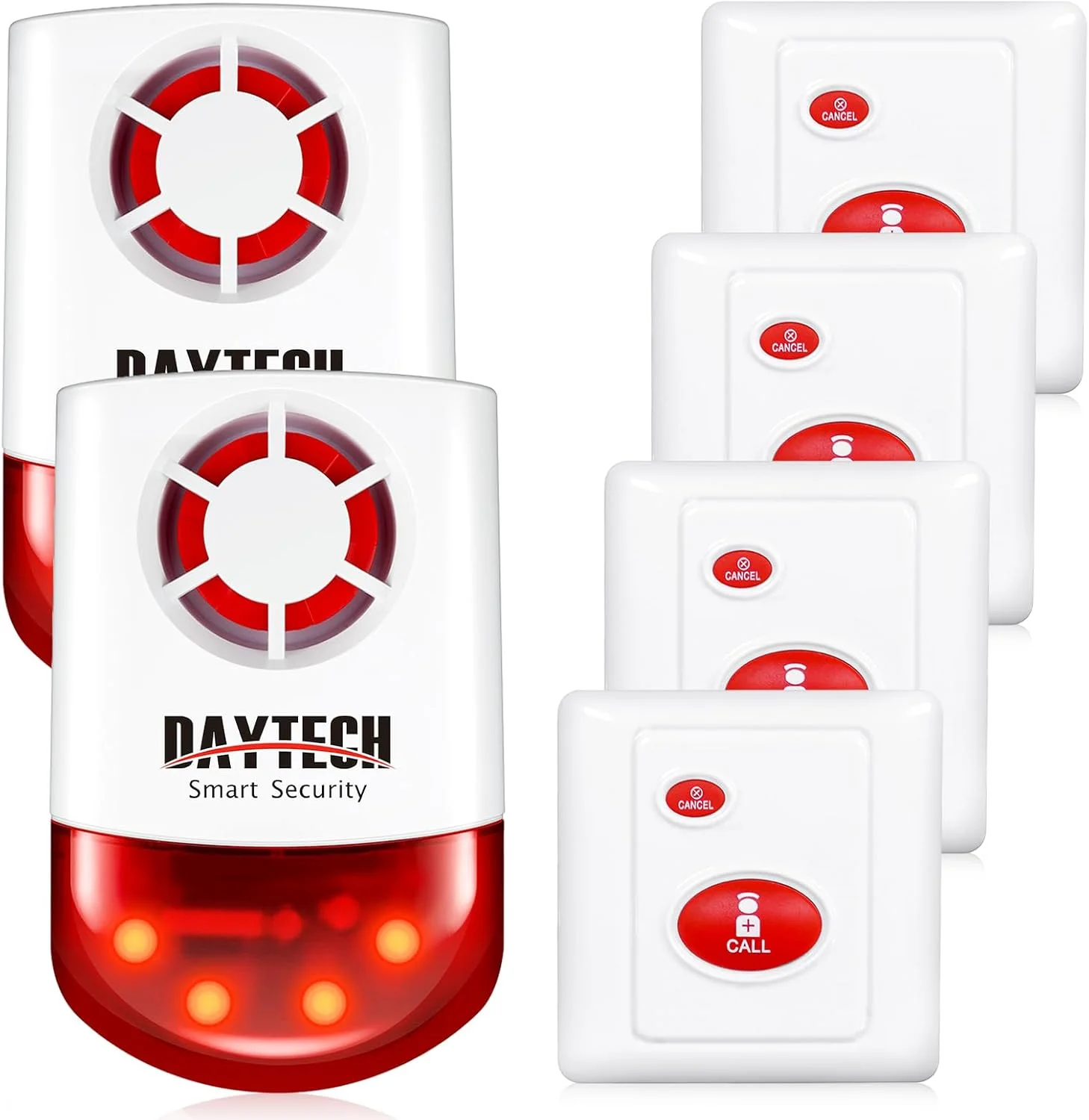 آژیر خطر چراغ دار Daytech با دکمه وحشت، آژیر با نور برای مراقبت در منزل، سیستم هشدار SOS بلند در فضای باز، 2 آژیر چشمک زن قرمز و 4 دکمه اضطراری برای امنیت فروشگاه، هتل، جواهرفروشی آژیر خطر چراغ دار Daytech با دکمه وحشت، آژیر با نور برای مراقبت در منزل، سیستم هشدار SOS بلند در فضای باز، 2 آژیر چشمک زن قرمز و 4 دکمه اضطراری برای امنیت فروشگاه، هتل، جواهرفروشی