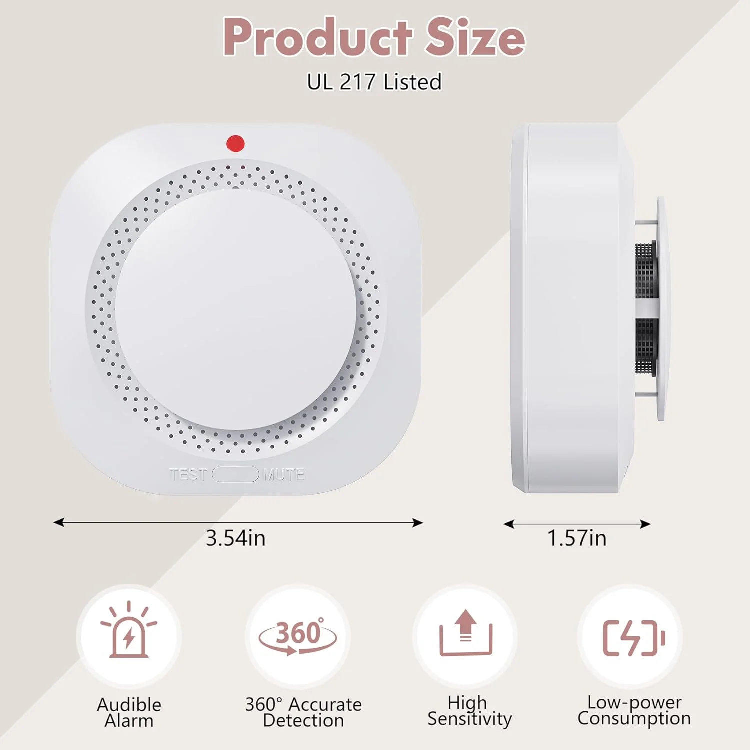 آشکارساز دود، آلارم دود باتری خور با فناوری فوتوالکتریک، آلارم آتش سوزی دارای لیست UL با نشانگر LED و دکمه تست (بسته 4 عددی) آشکارساز دود، آلارم دود باتری خور با فناوری فوتوالکتریک، آلارم آتش سوزی دارای لیست UL با نشانگر LED و دکمه تست (بسته 4 عددی)