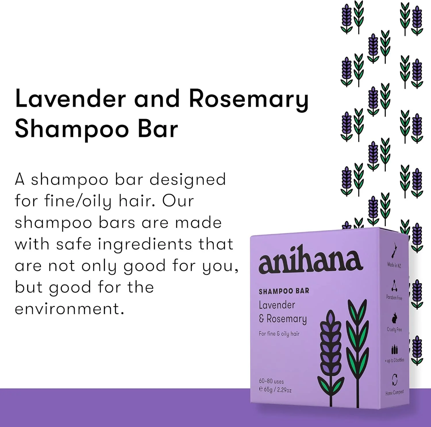 شامپو بار آنیهانا | اسطوخودوس و رزماری - شامپو بار مغذی برای موهای نازک و چرب - 65 گرم شامپو بار آنیهانا | اسطوخودوس و رزماری - شامپو بار مغذی برای موهای نازک و چرب - 65 گرم