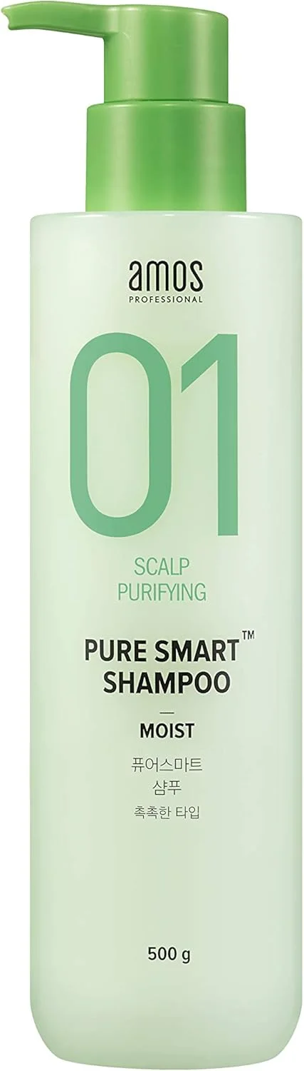 شامپو حرفه ای پیور اسمارت AMOS [مرطوب کننده - برای پوست سر خشک] 500 گرم | مراقبت از رطوبت و درخشش | برند سالن آرایش مو کره ای