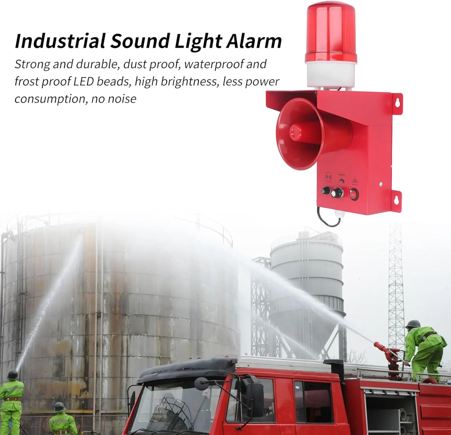 آژیر خطر ضد آب 130db جیاوو با نور و صدا، آژیر LED صنعتی هشدار دهنده فضای باز، DC12V آژیر خطر ضد آب 130db جیاوو با نور و صدا، آژیر LED صنعتی هشدار دهنده فضای باز، DC12V