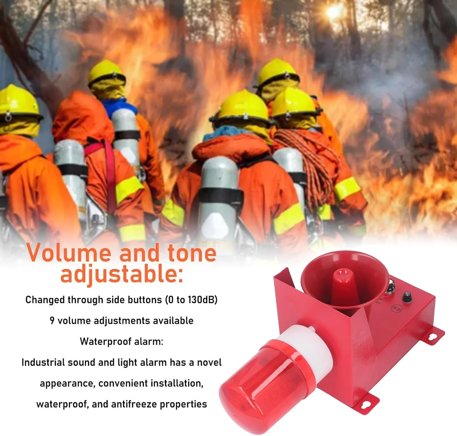 آژیر خطر ضد آب 130db جیاوو با نور و صدا، آژیر LED صنعتی هشدار دهنده فضای باز، DC12V آژیر خطر ضد آب 130db جیاوو با نور و صدا، آژیر LED صنعتی هشدار دهنده فضای باز، DC12V