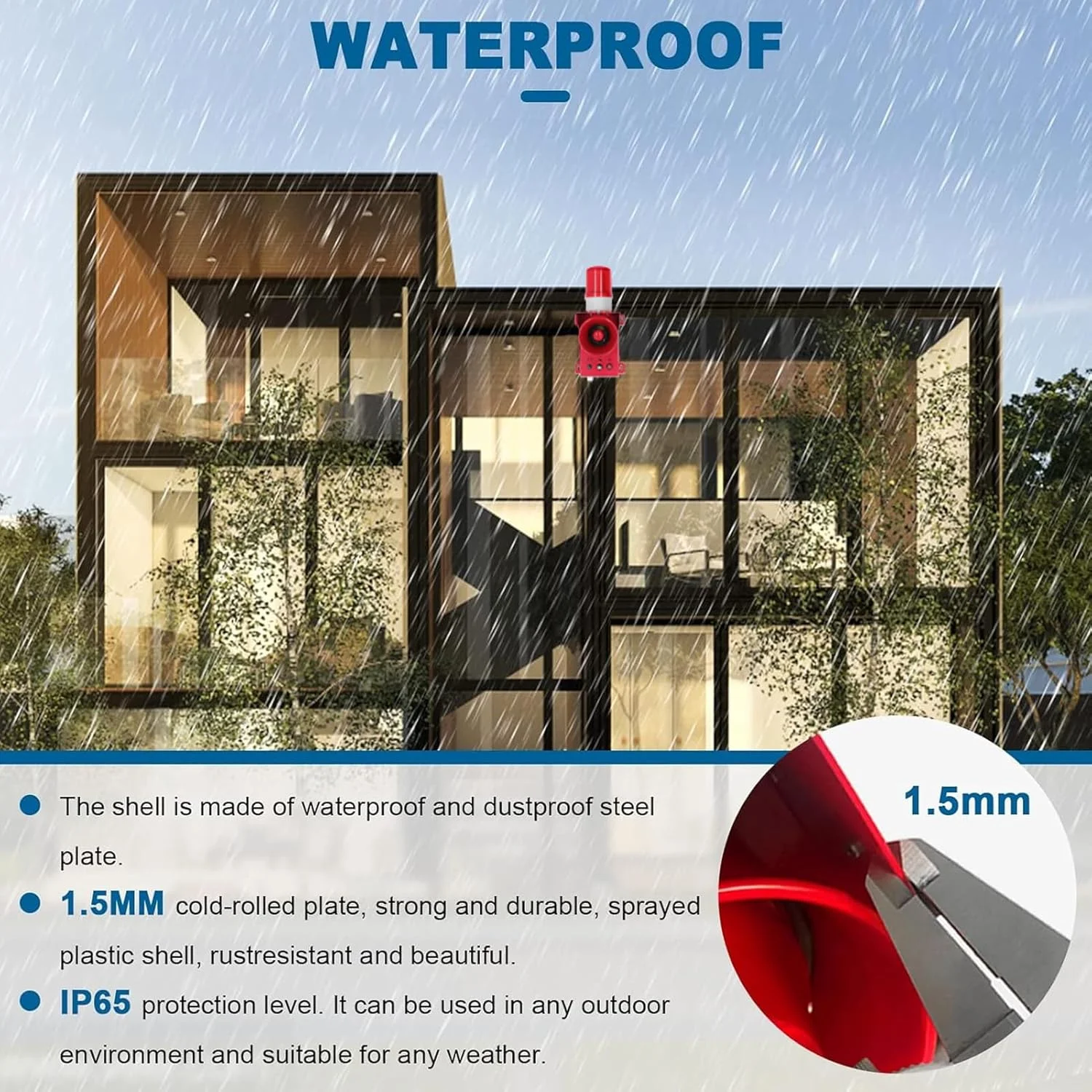 آژیر خطر ضد آب 130db جیاوو با نور و صدا، آژیر LED صنعتی هشدار دهنده فضای باز، DC12V آژیر خطر ضد آب 130db جیاوو با نور و صدا، آژیر LED صنعتی هشدار دهنده فضای باز، DC12V